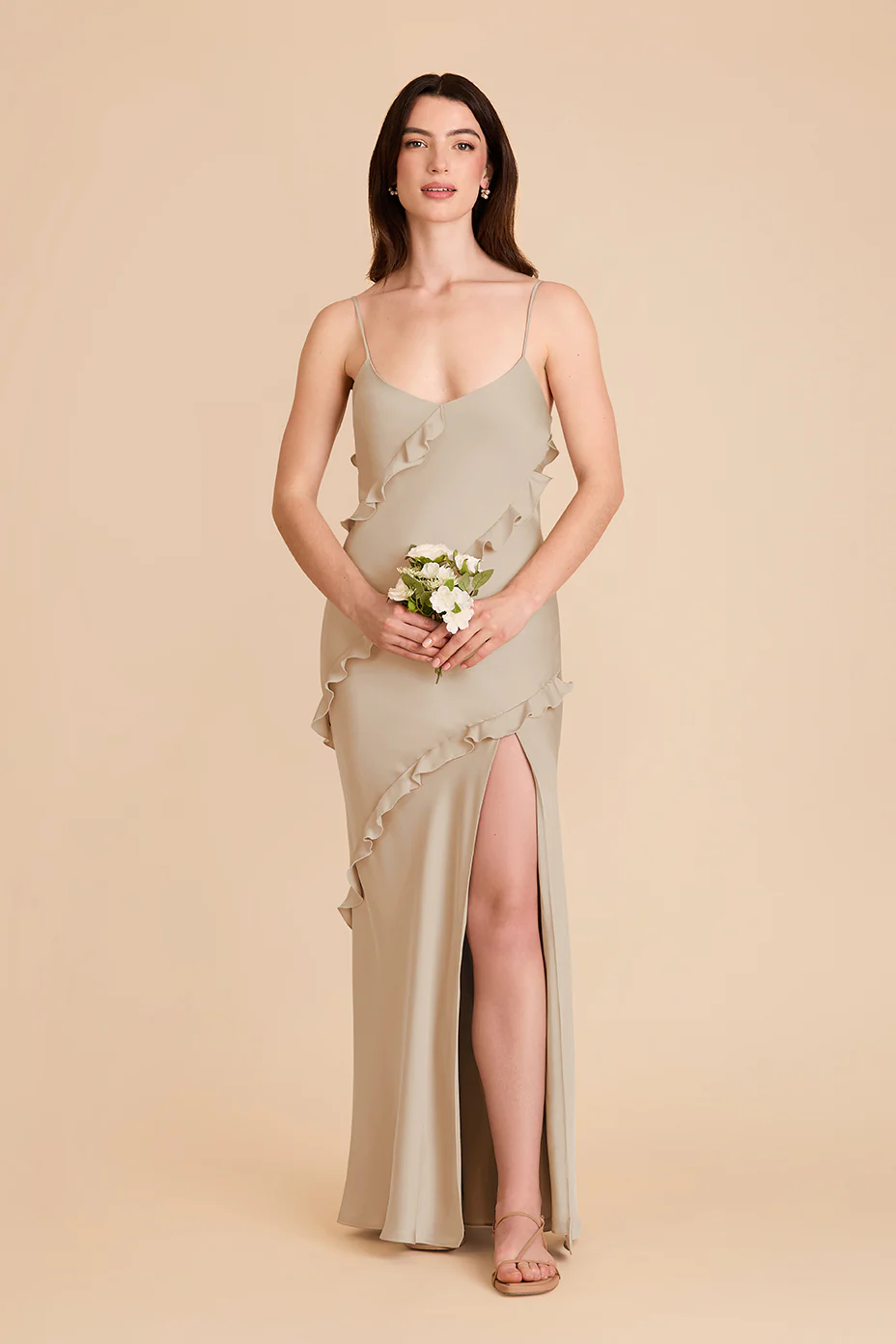 Valentina Matte Satin Dress - Neutral Champagne - Image 3