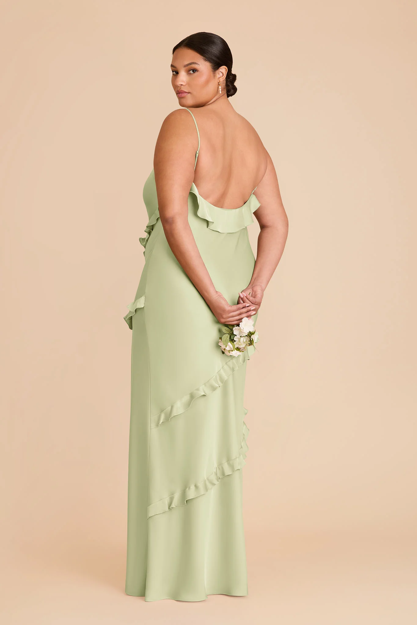 Valentina Matte Satin Dress - Pale Pistachio - Image 7