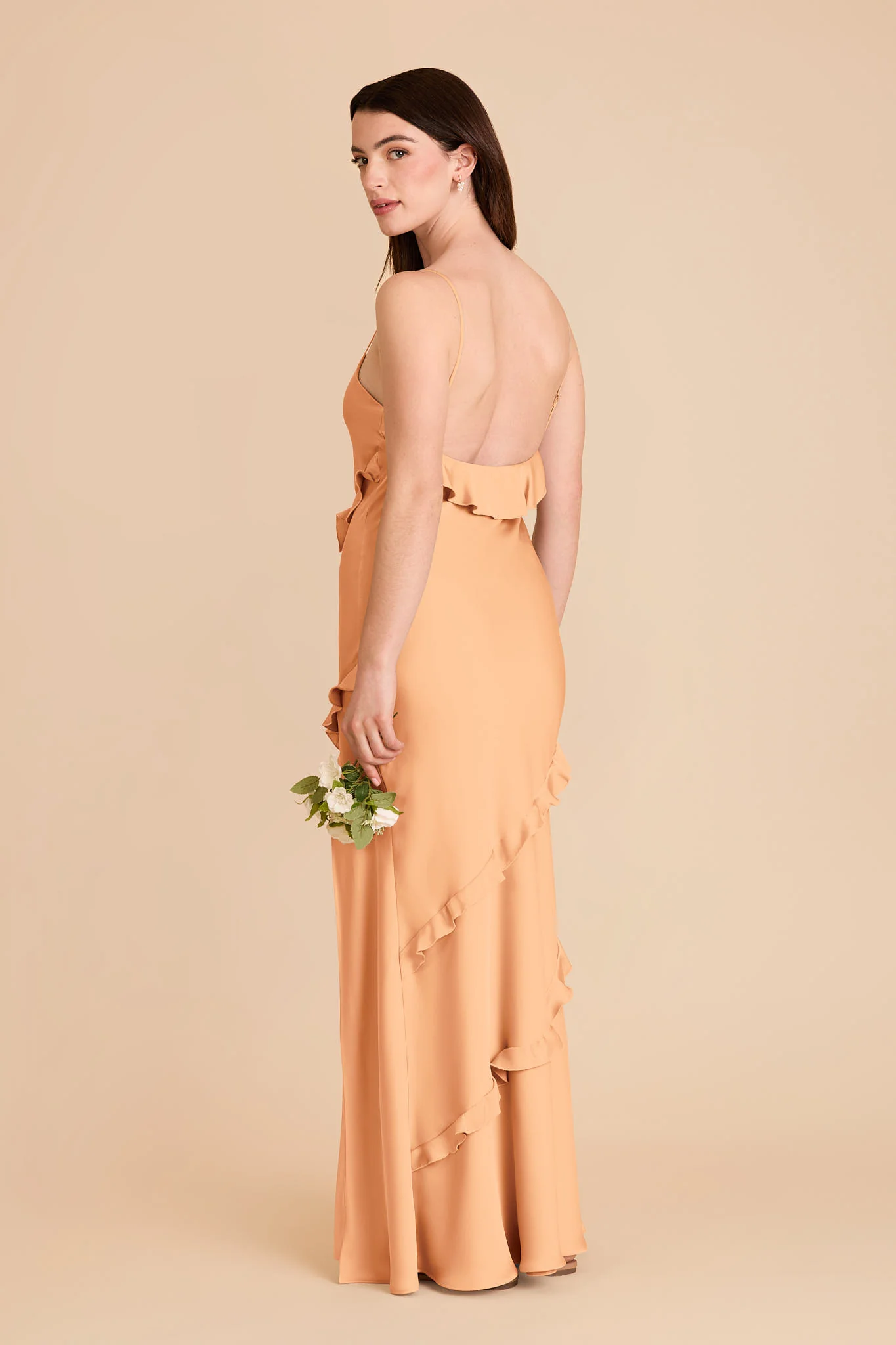Valentina Matte Satin Dress - Peach - Image 4