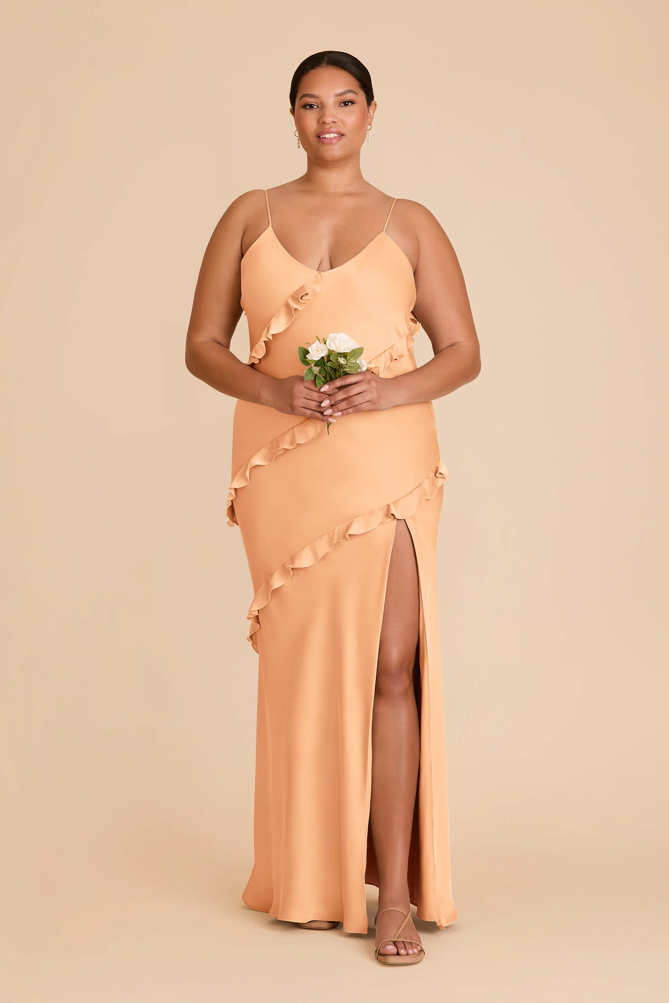 Valentina Matte Satin Dress - Peach - Image 6