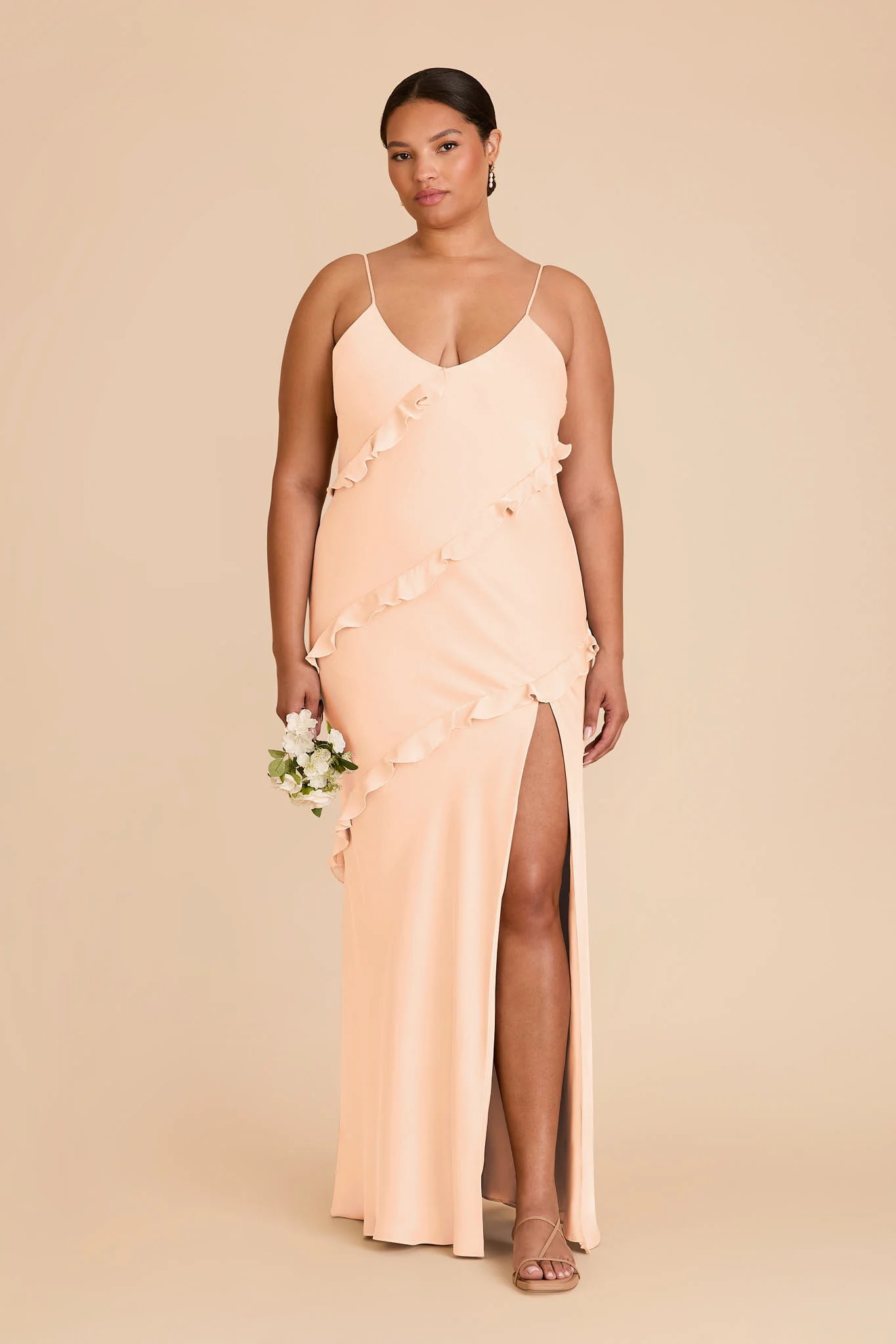 Valentina Matte Satin Dress - Peach Cream - Image 2