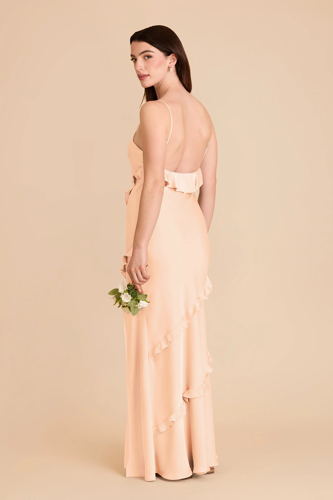 Valentina Matte Satin Dress - Peach Cream - Image 4