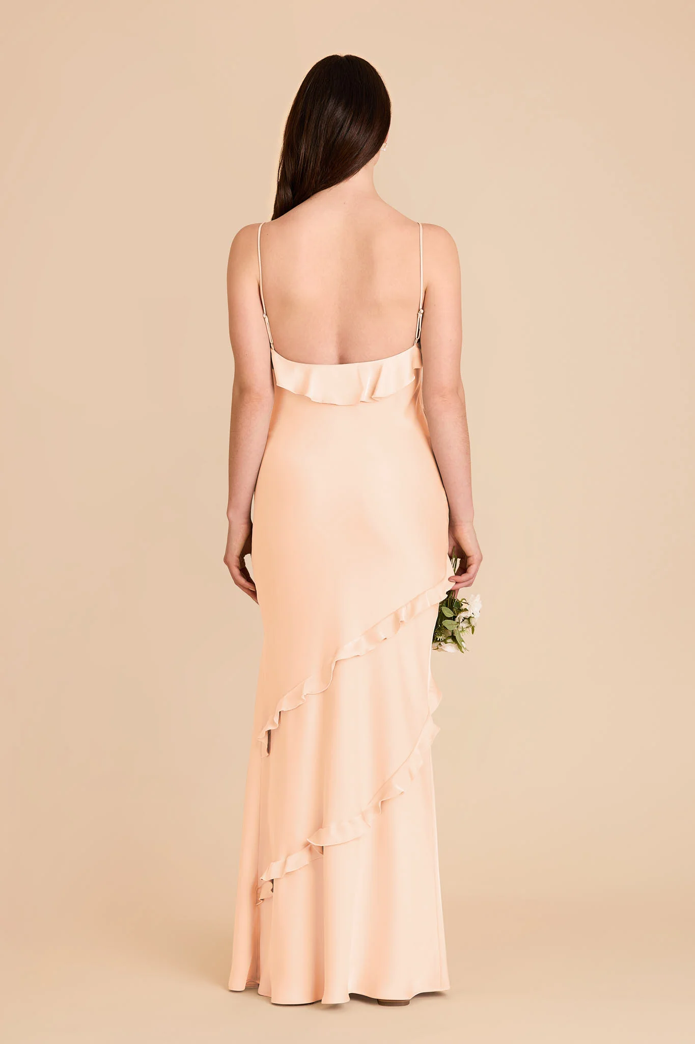 Valentina Matte Satin Dress - Peach Cream - Image 5