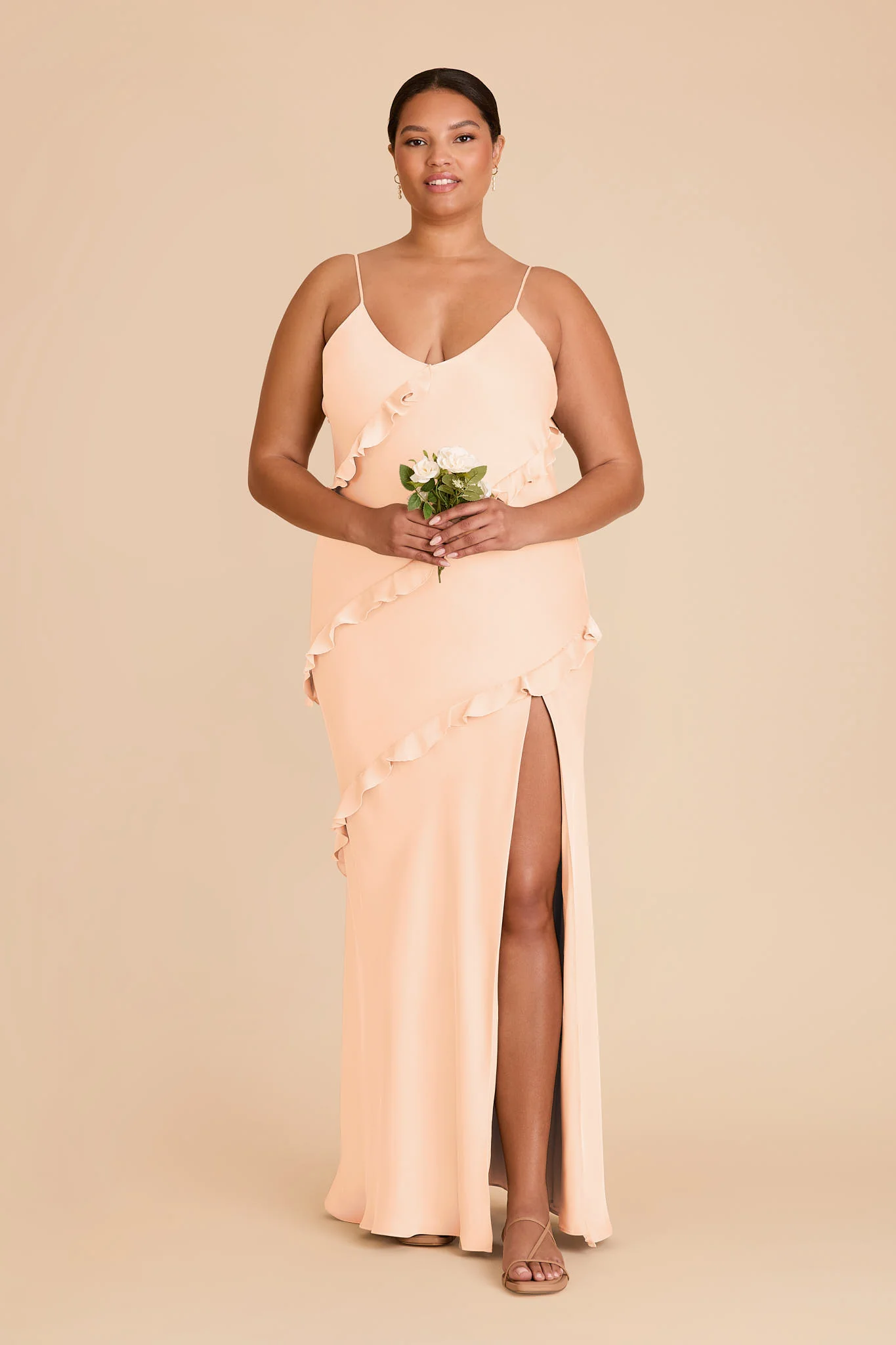 Valentina Matte Satin Dress - Peach Cream - Image 6