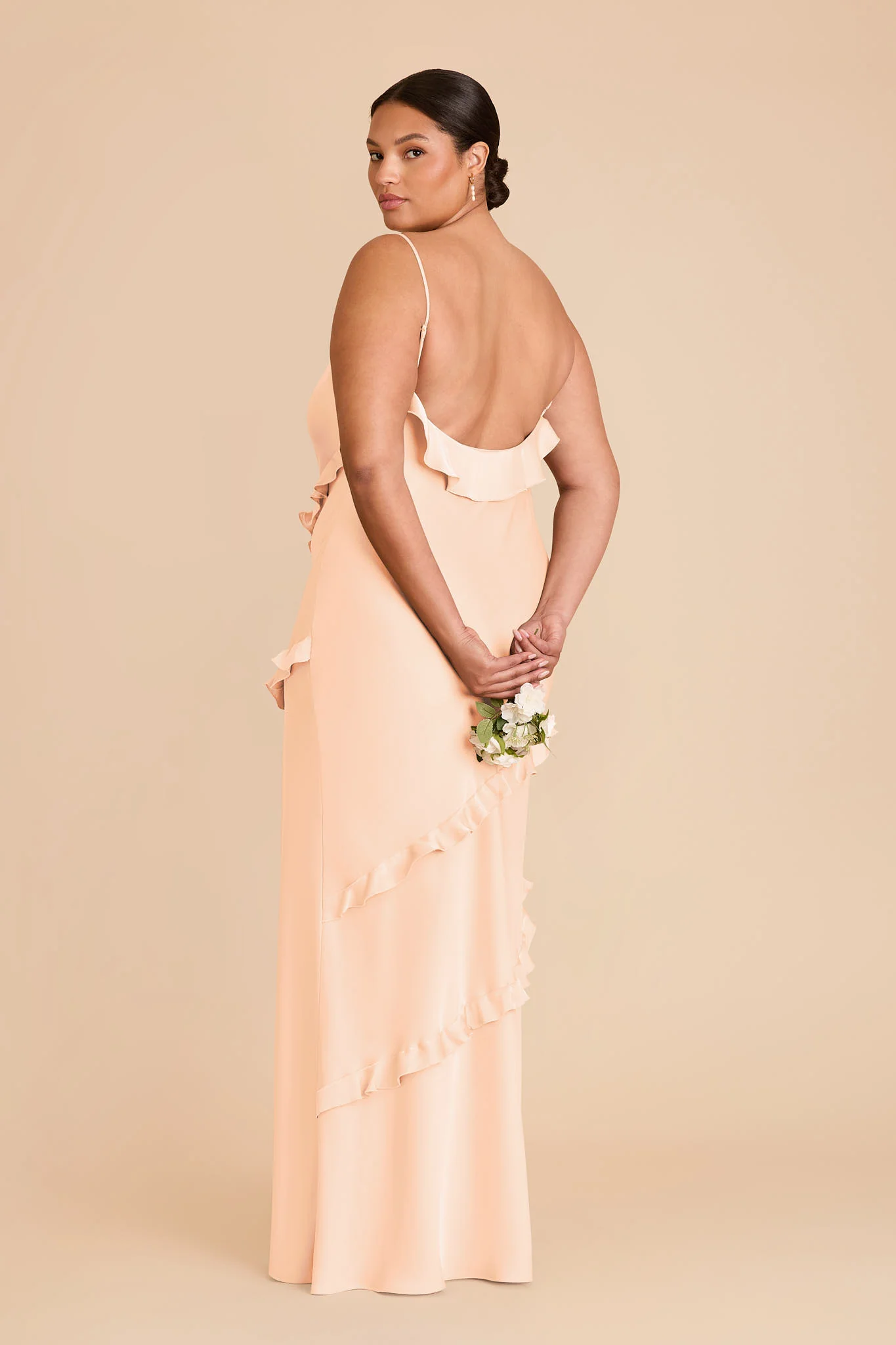 Valentina Matte Satin Dress - Peach Cream - Image 7