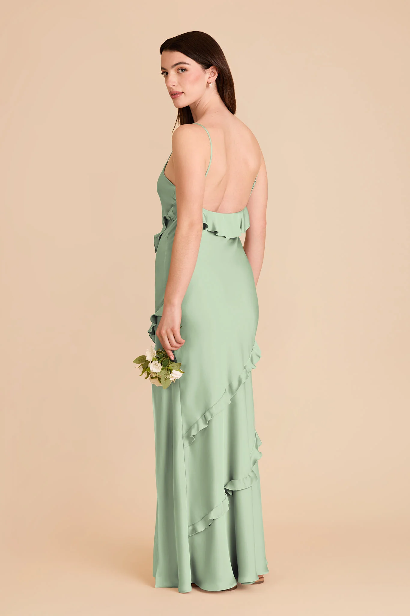 Valentina Matte Satin Dress - Pistachio - Image 4