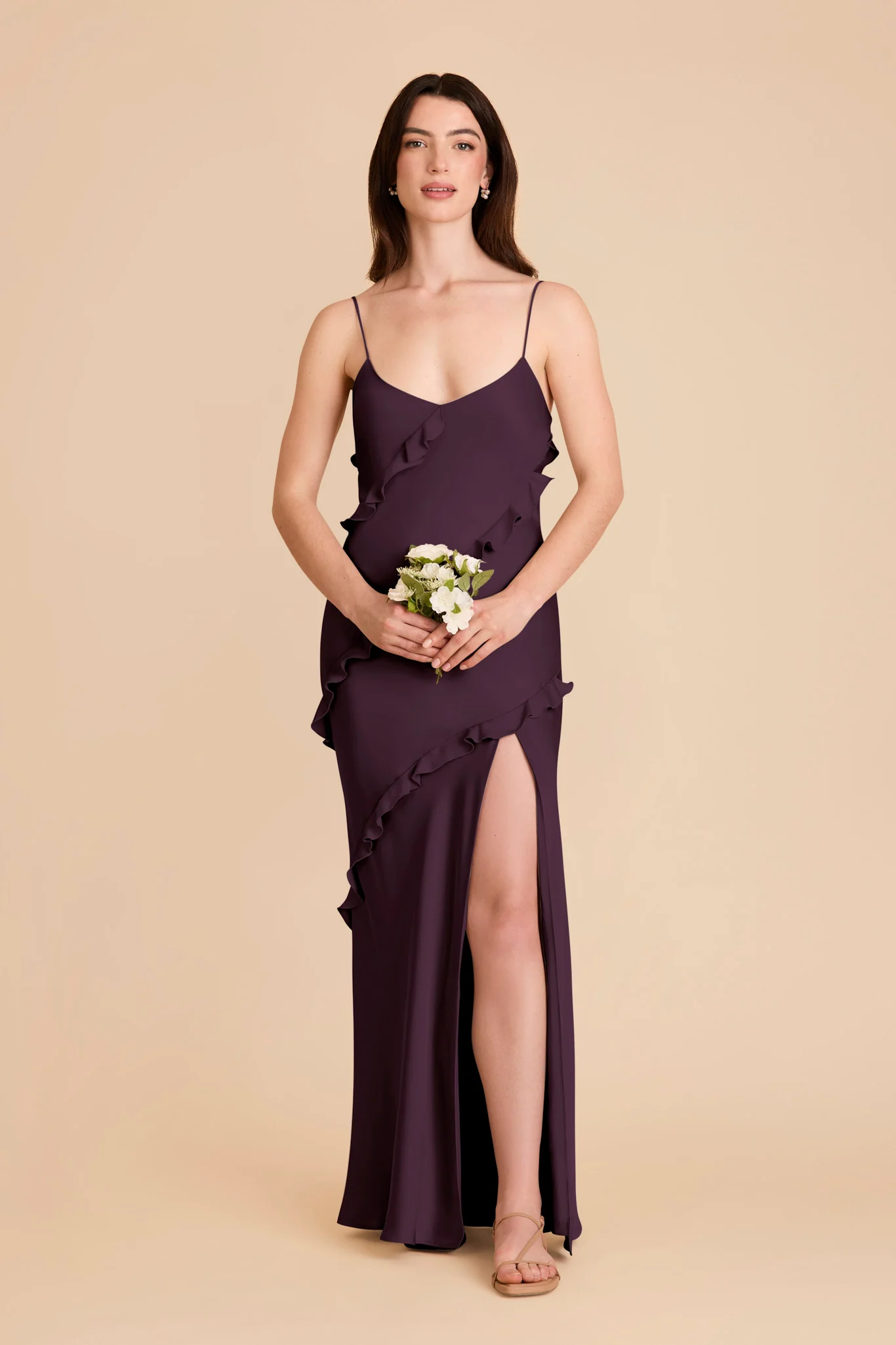 Valentina Matte Satin Dress - Plum - Image 3