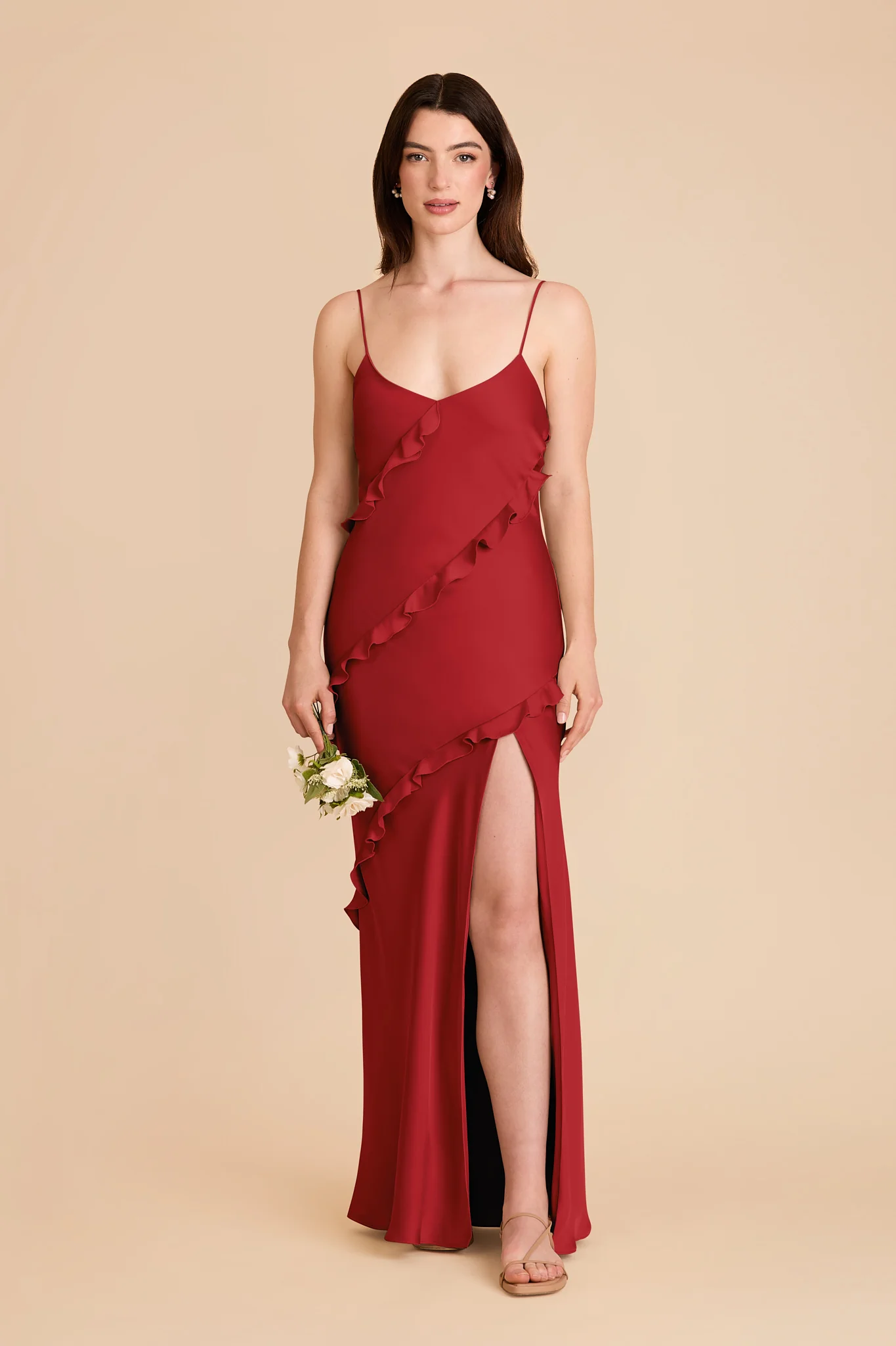 Valentina Matte Satin Dress - Ruby Red
