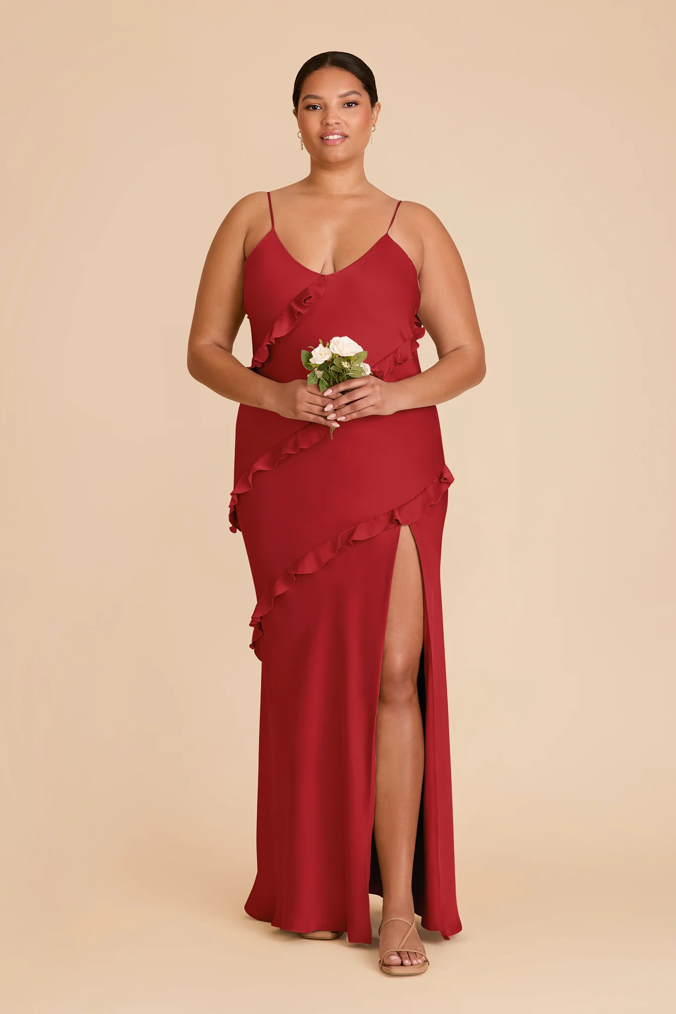 Valentina Matte Satin Dress - Ruby Red - Image 6