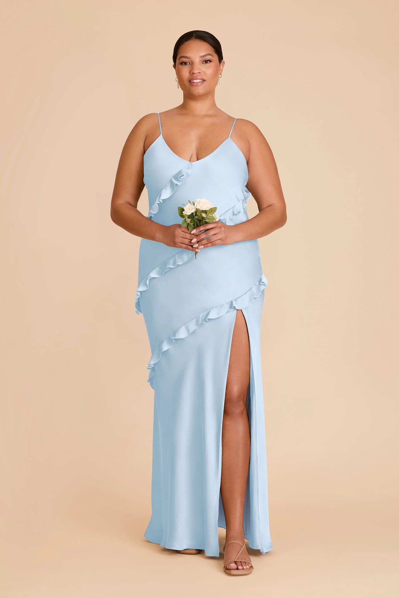 Valentina Matte Satin Dress - Sky Blue - Image 6