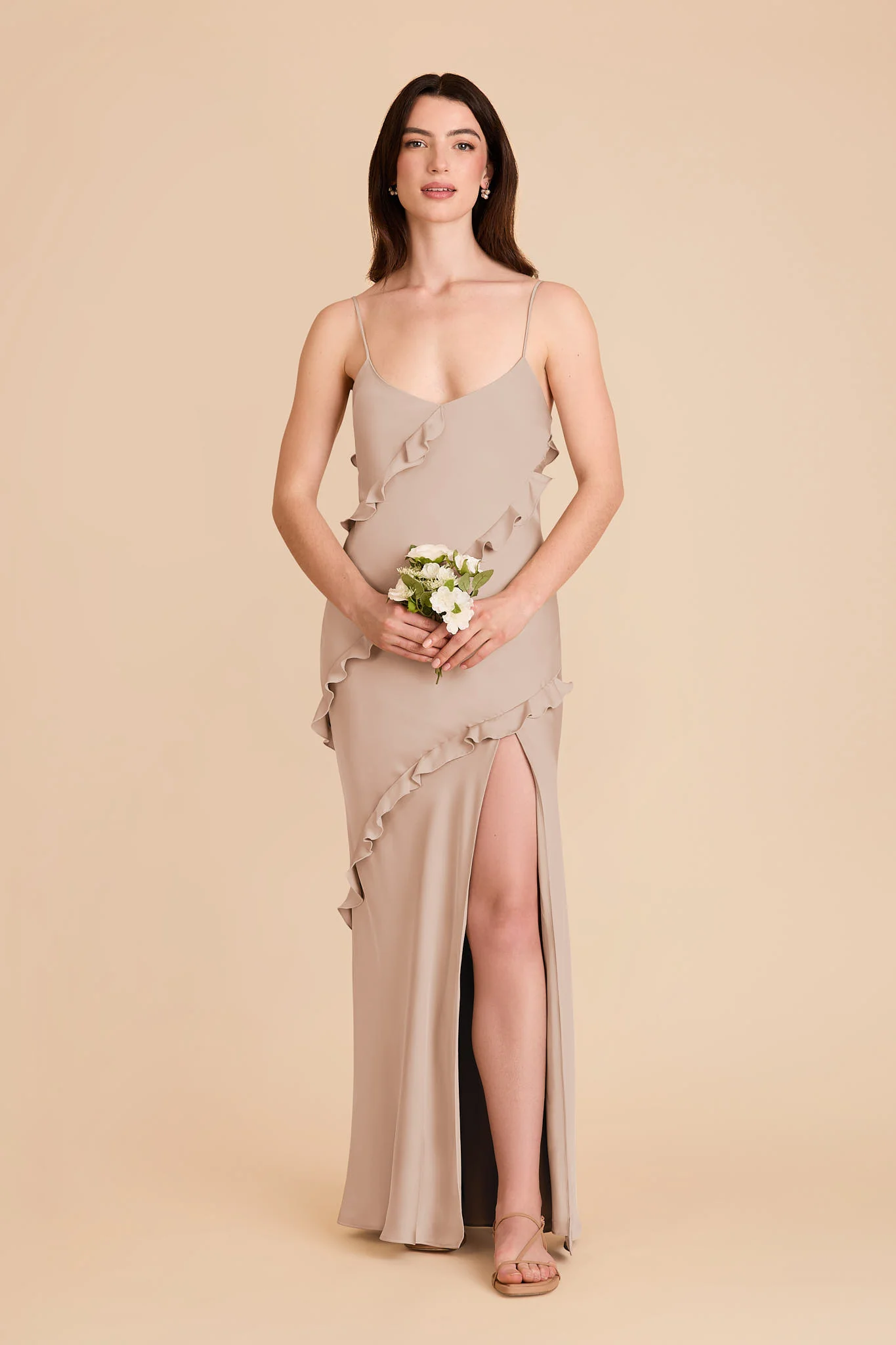 Valentina Matte Satin Dress - Taupe