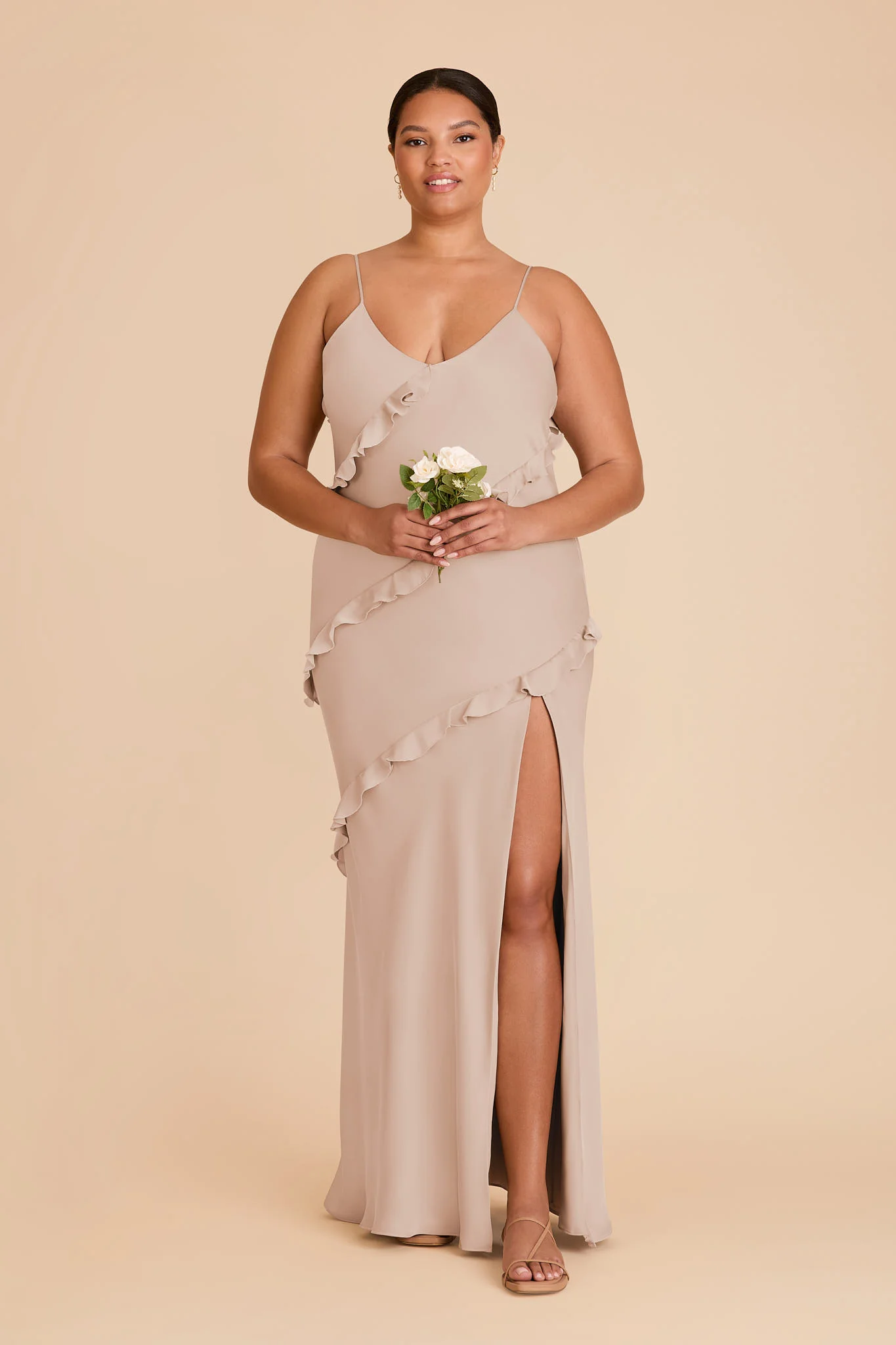 Valentina Matte Satin Dress - Taupe - Image 2