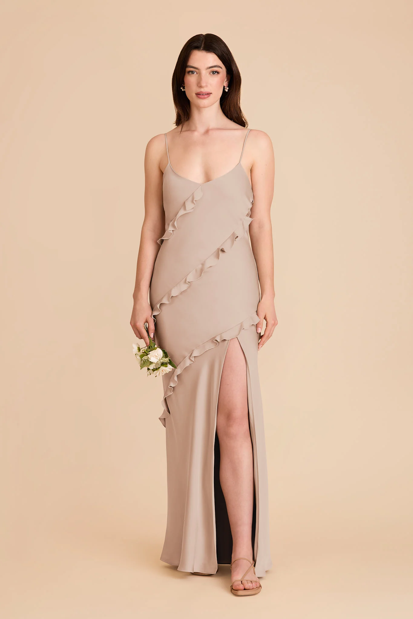 Valentina Matte Satin Dress - Taupe - Image 3