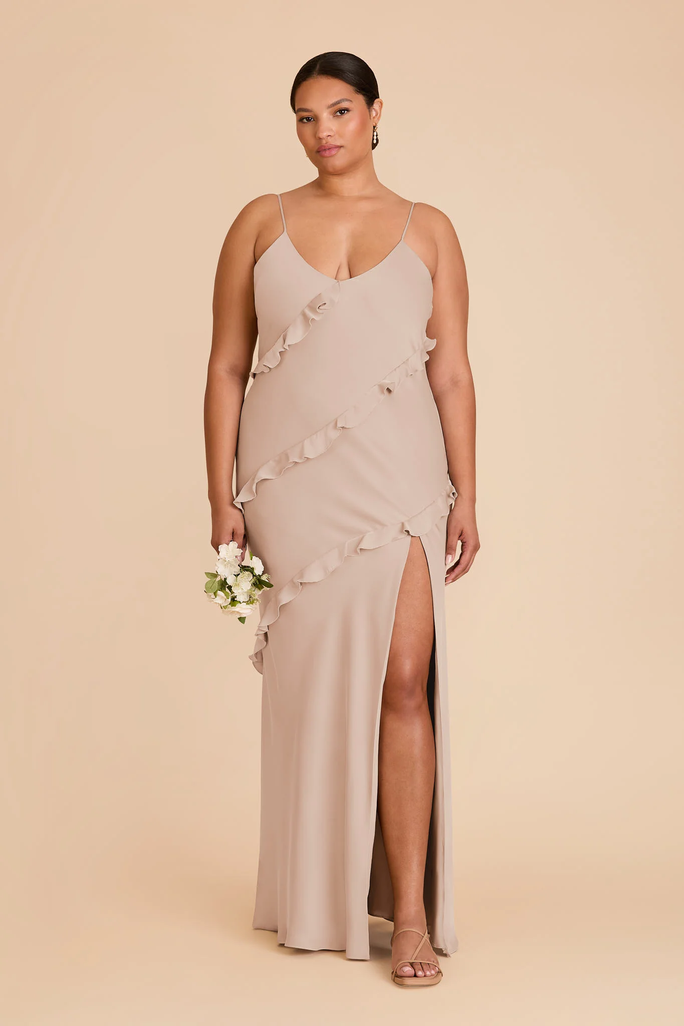 Valentina Matte Satin Dress - Taupe - Image 6