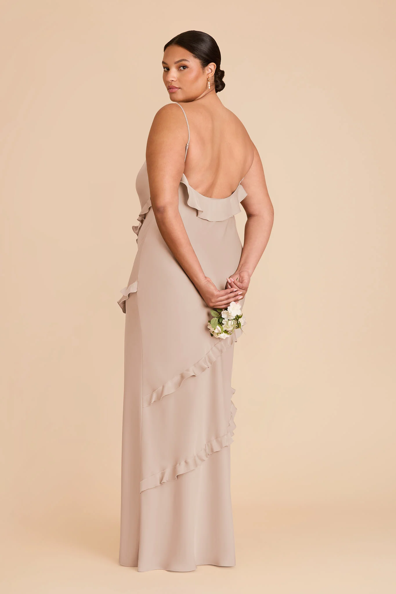Valentina Matte Satin Dress - Taupe - Image 7