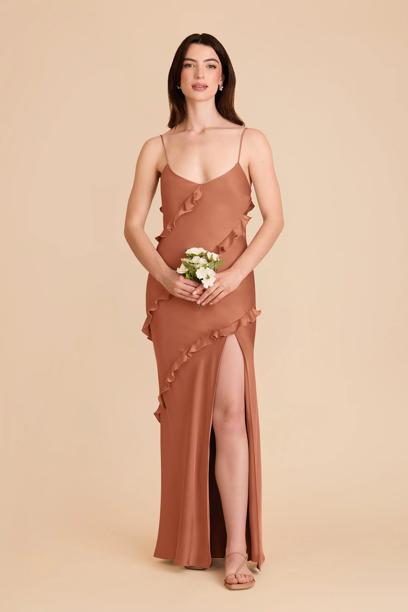 Valentina Matte Satin Dress - Terracotta - Image 3
