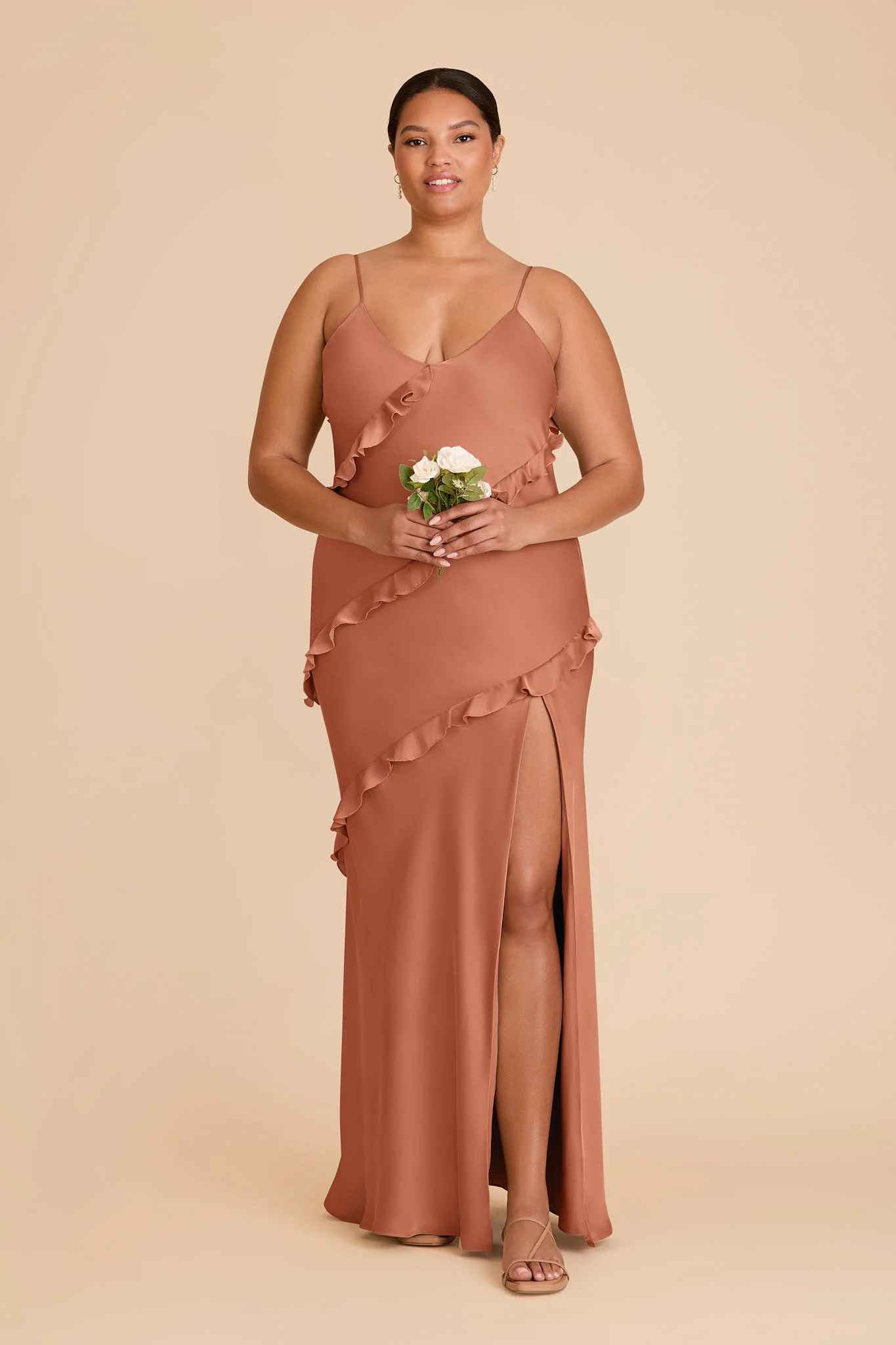 Valentina Matte Satin Dress - Terracotta - Image 6
