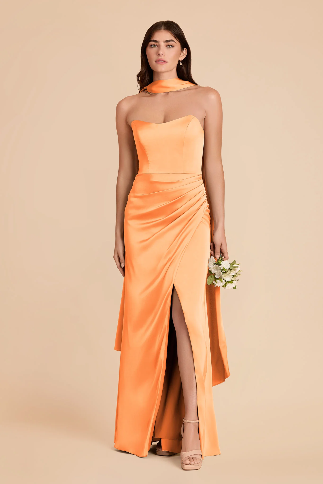 Valerie Matte Satin Scarf - Apricot