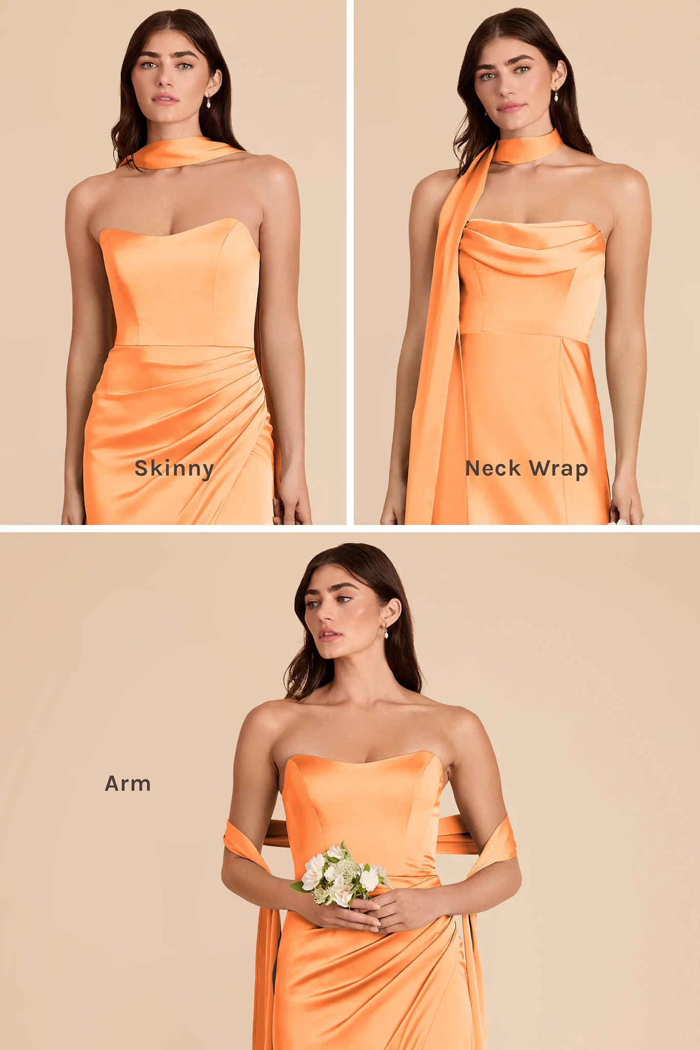Valerie Matte Satin Scarf - Apricot - Image 3