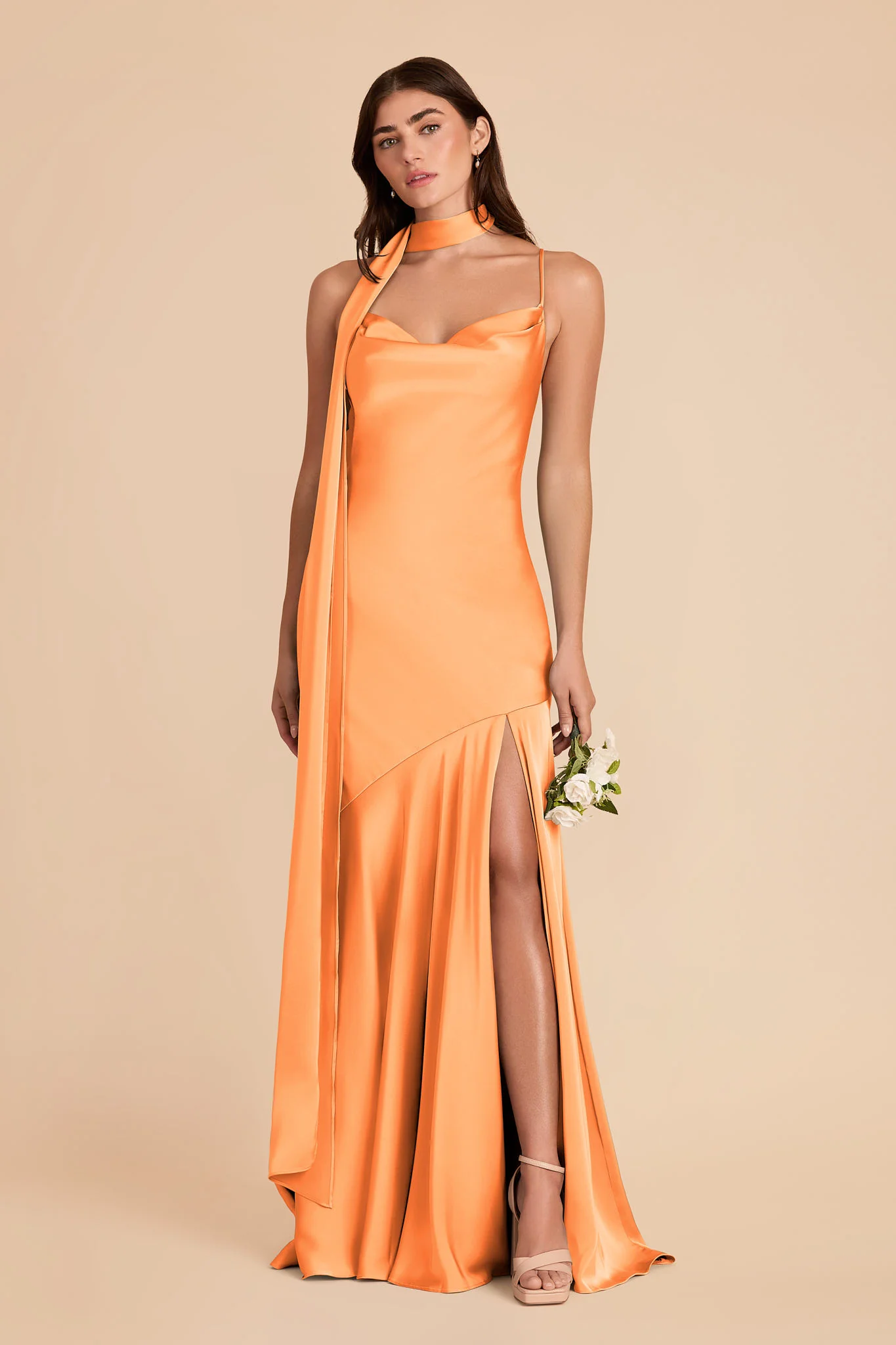 Valerie Matte Satin Scarf - Apricot - Image 5