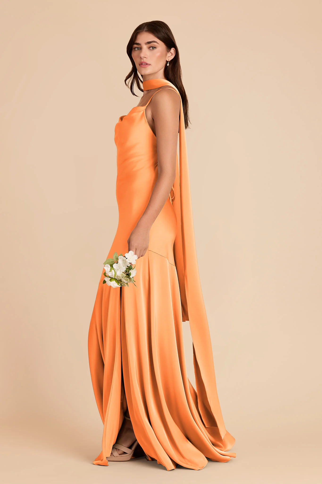 Valerie Matte Satin Scarf - Apricot - Image 6