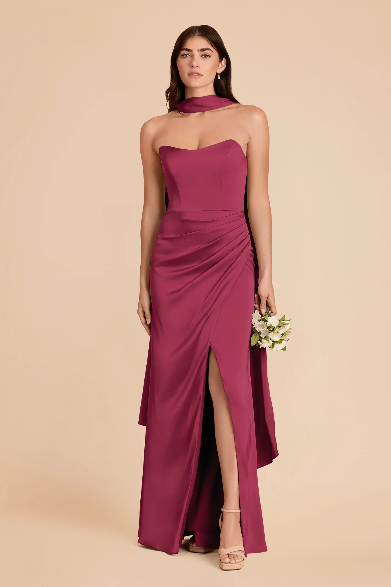 Valerie Matte Satin Scarf - Berry