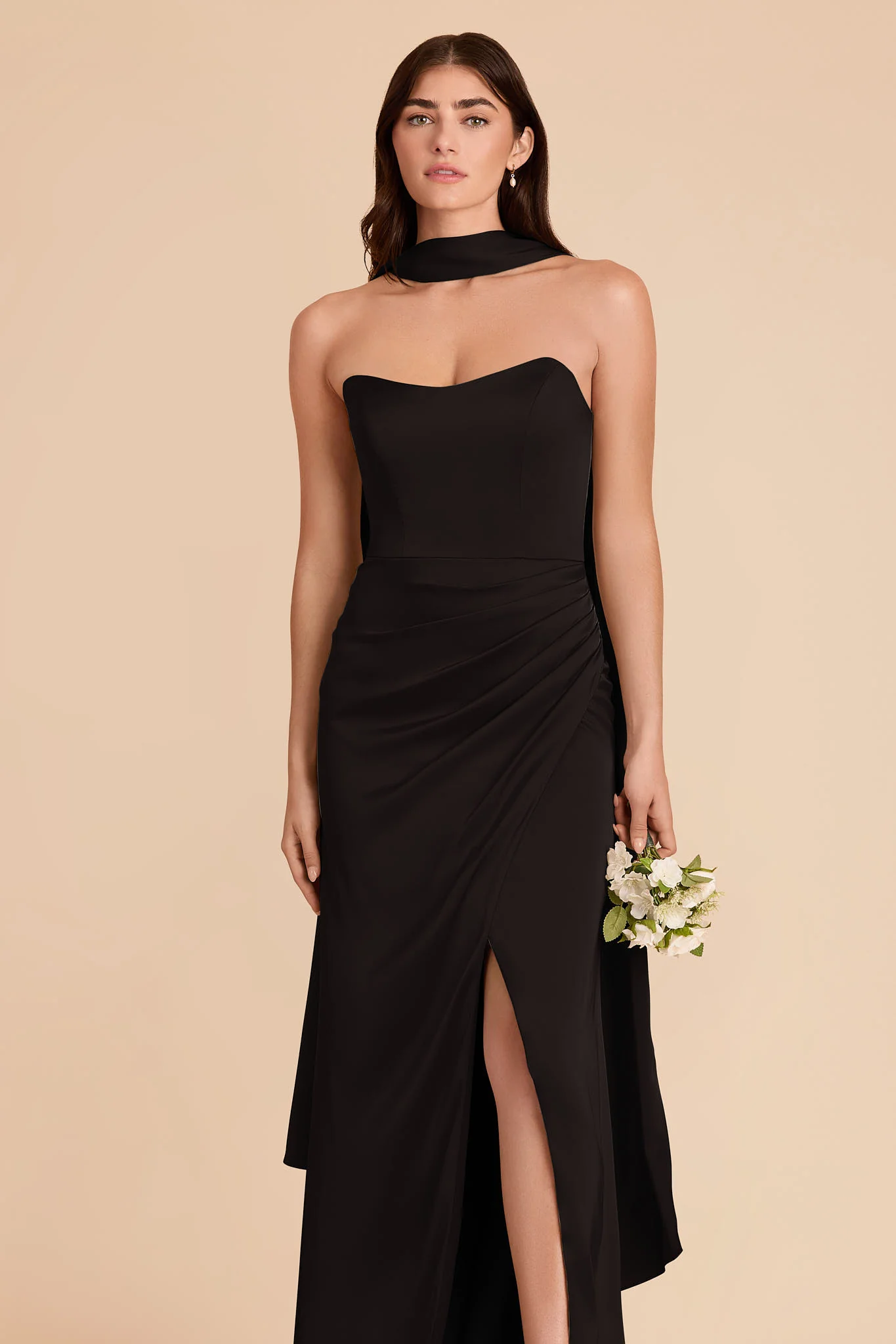 Valerie Matte Satin Scarf - Black