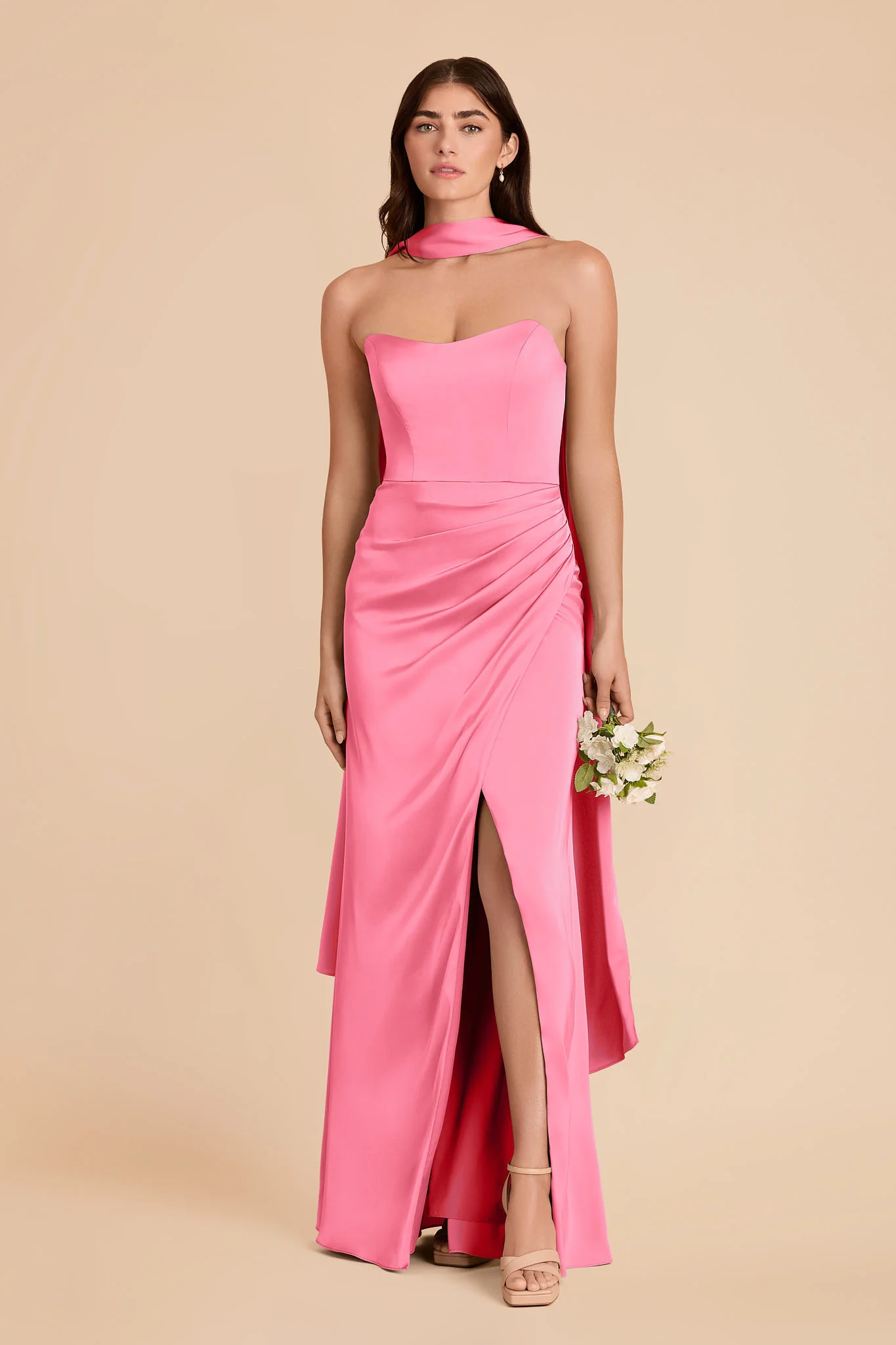 Valerie Matte Satin Scarf - Bon Bon Pink