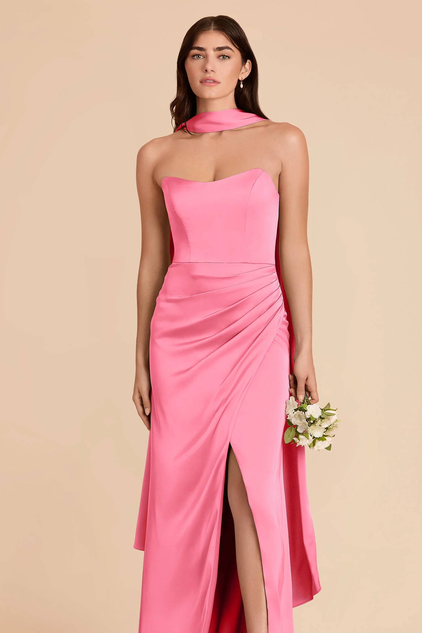Valerie Matte Satin Scarf - Bon Bon Pink - Image 2