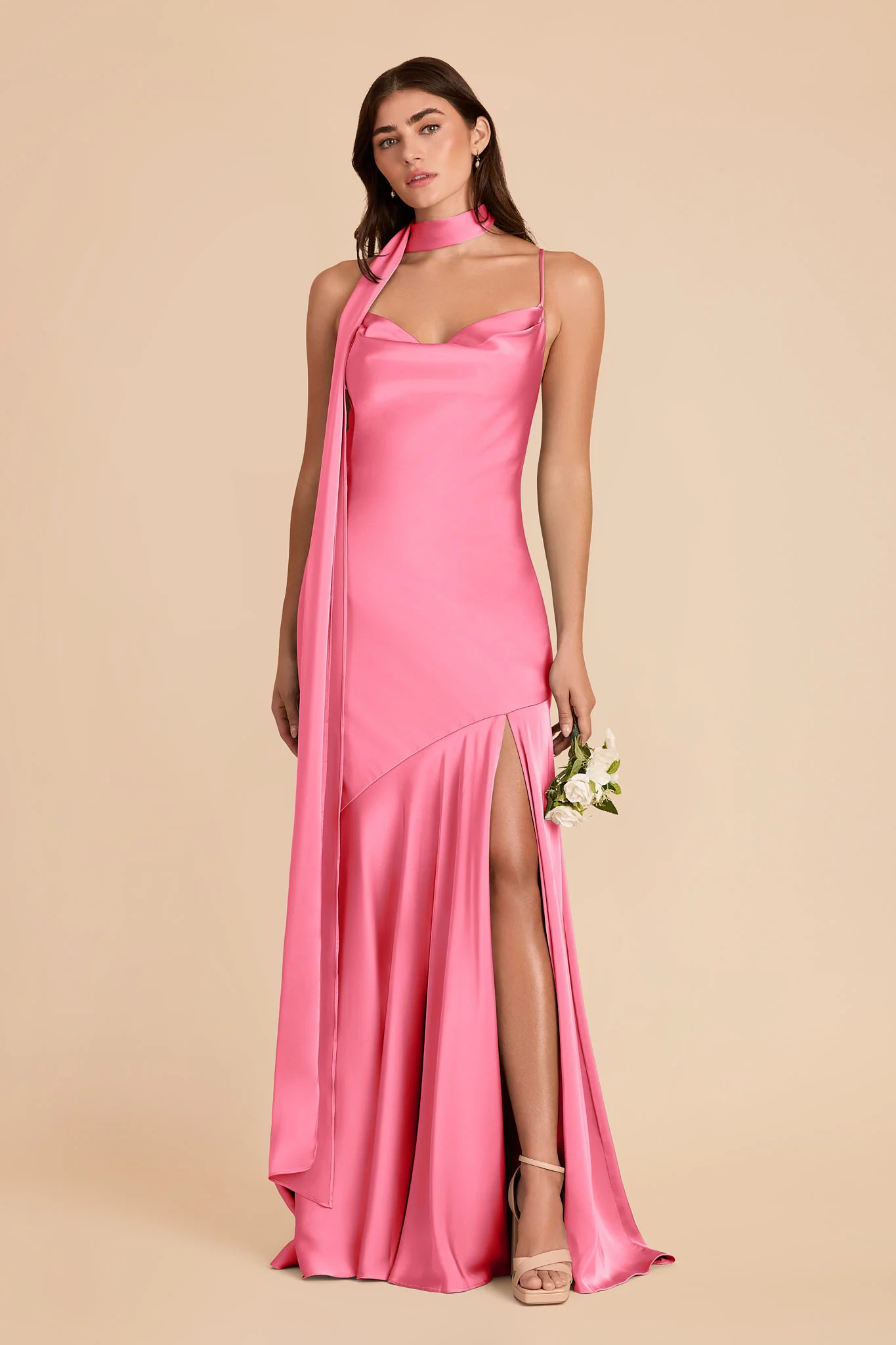 Valerie Matte Satin Scarf - Bon Bon Pink - Image 5
