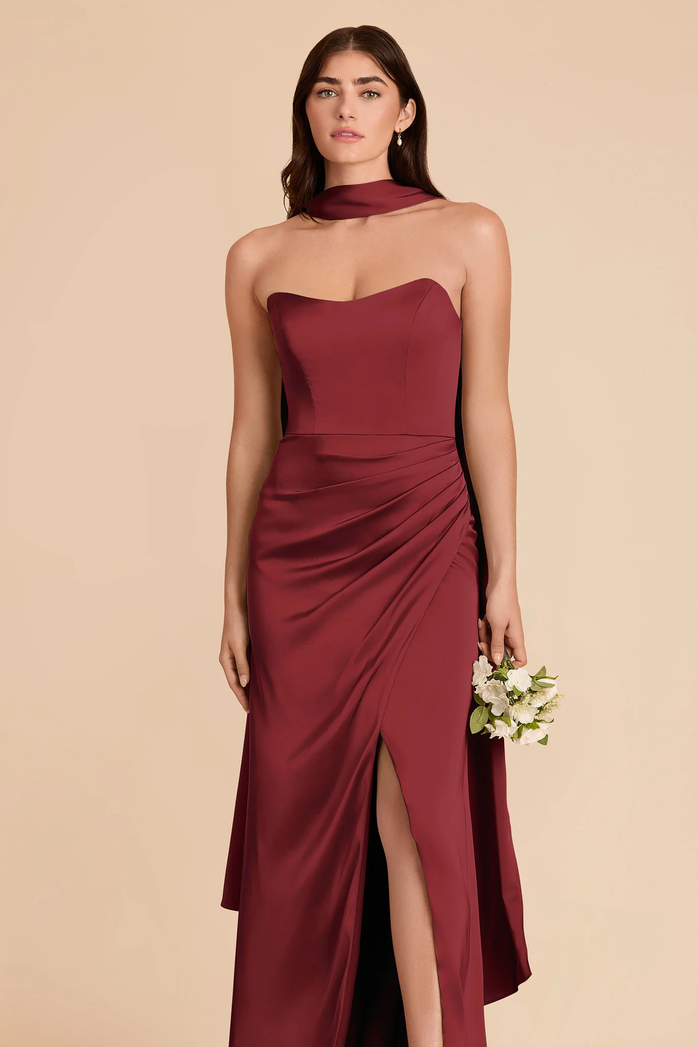 Valerie Matte Satin Scarf - Burgundy - Image 2