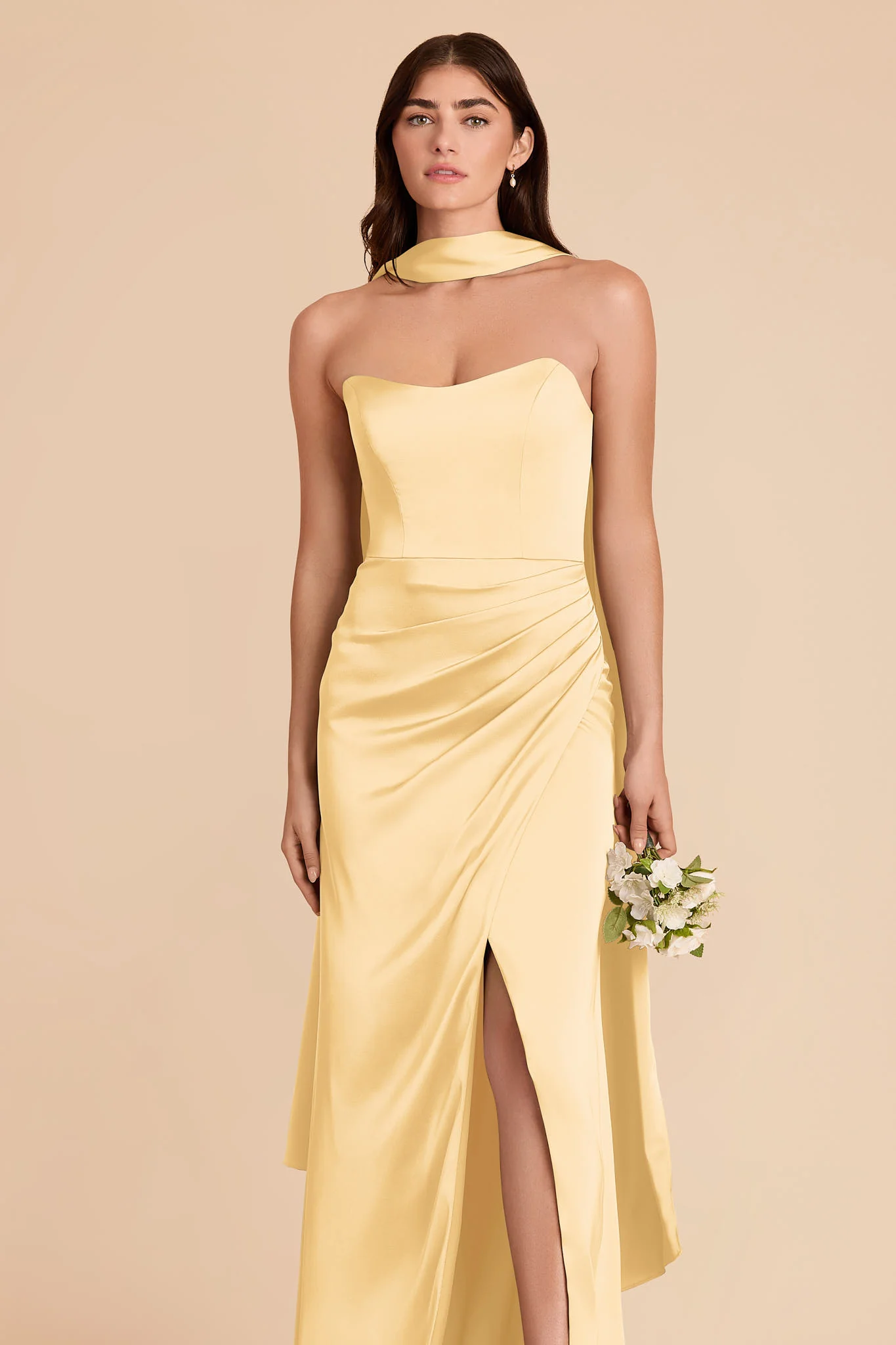 Valerie Matte Satin Scarf - Butter