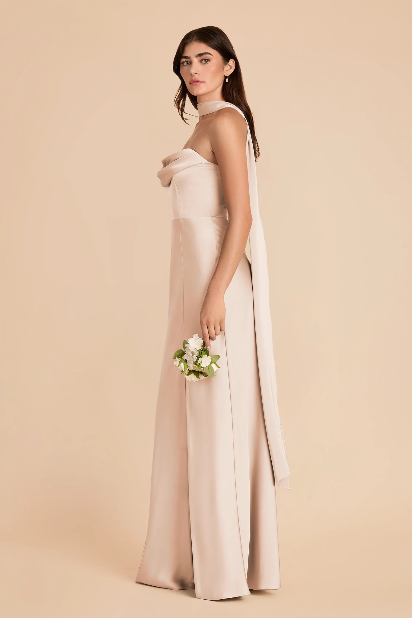 Valerie Matte Satin Scarf - Champagne - Image 4