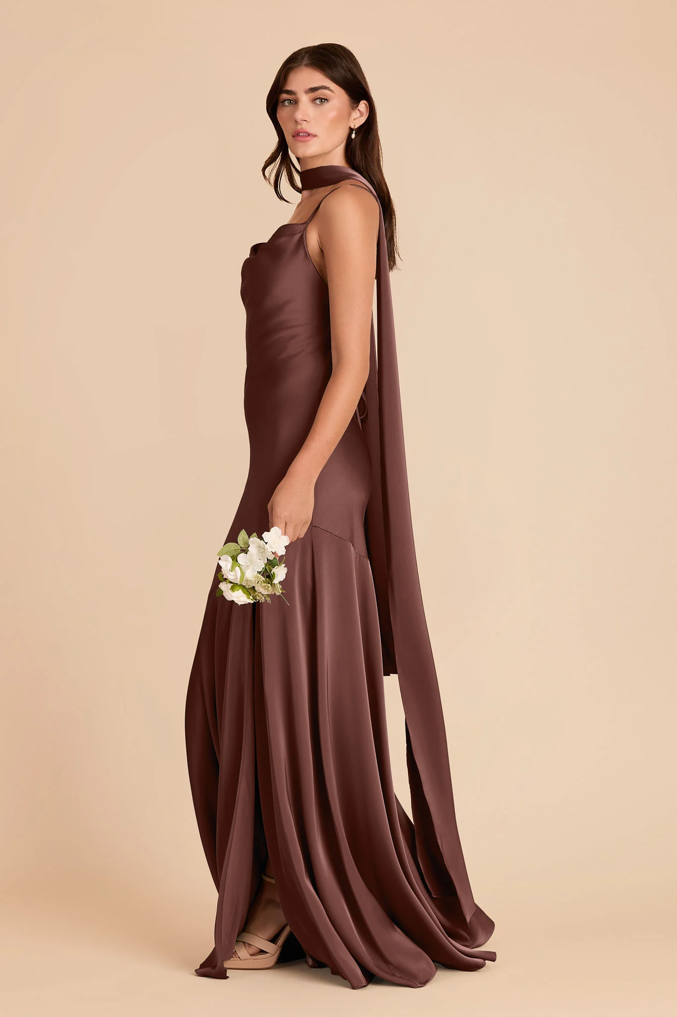 Valerie Matte Satin Scarf - Chocolate Brown - Image 6