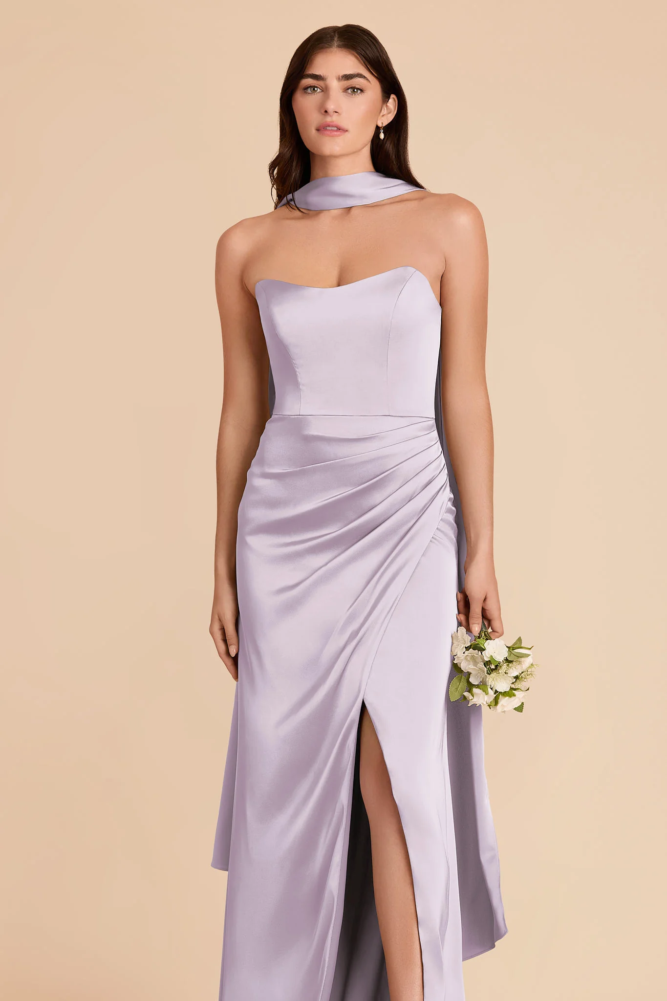 Valerie Matte Satin Scarf - Dusty Lilac - Image 2
