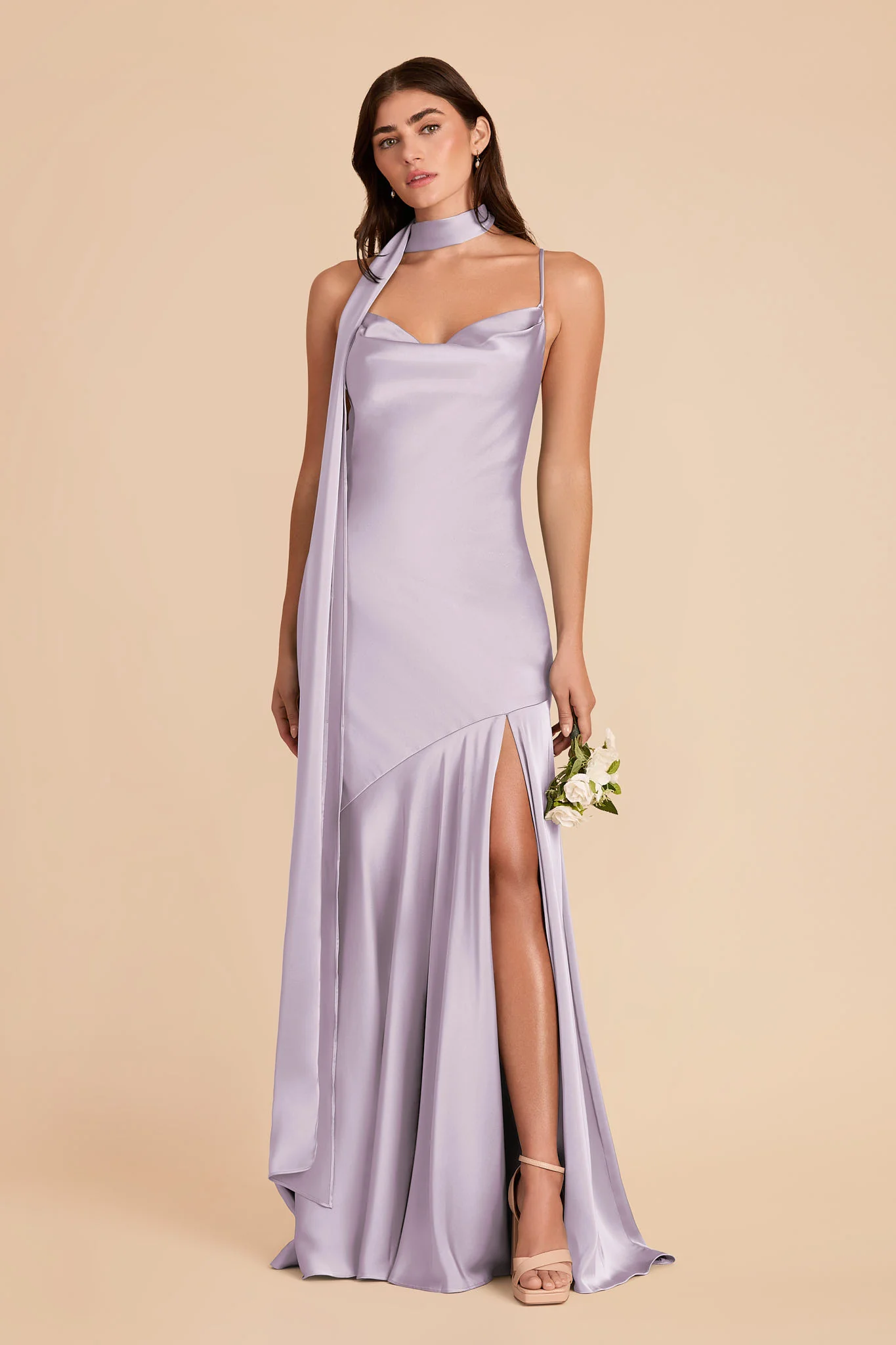 Valerie Matte Satin Scarf - Dusty Lilac - Image 5