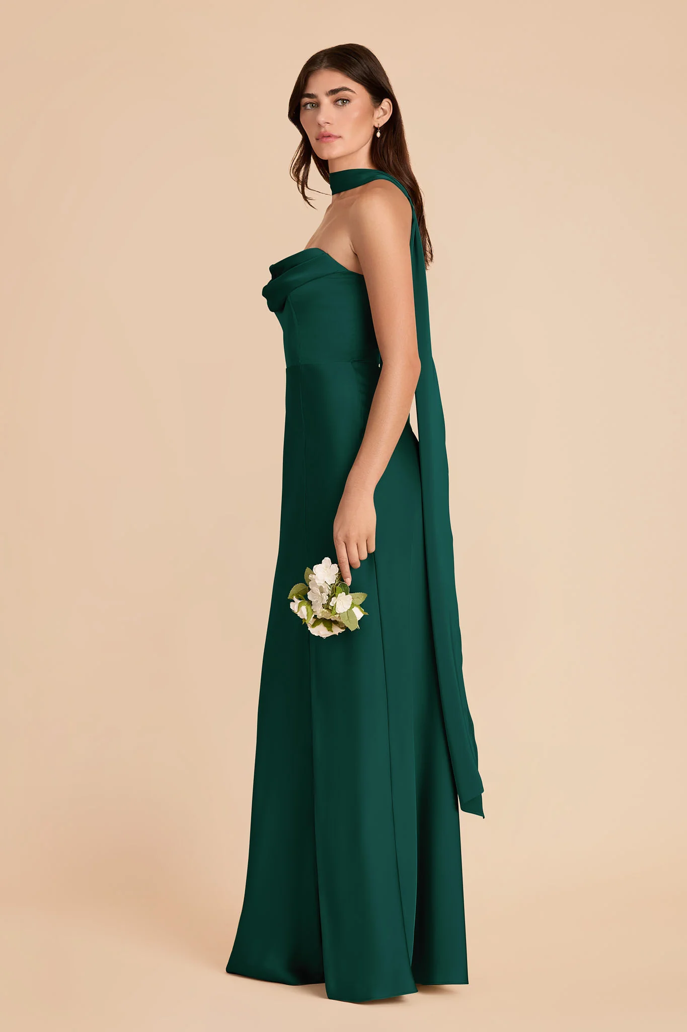 Valerie Matte Satin Scarf - Emerald - Image 4