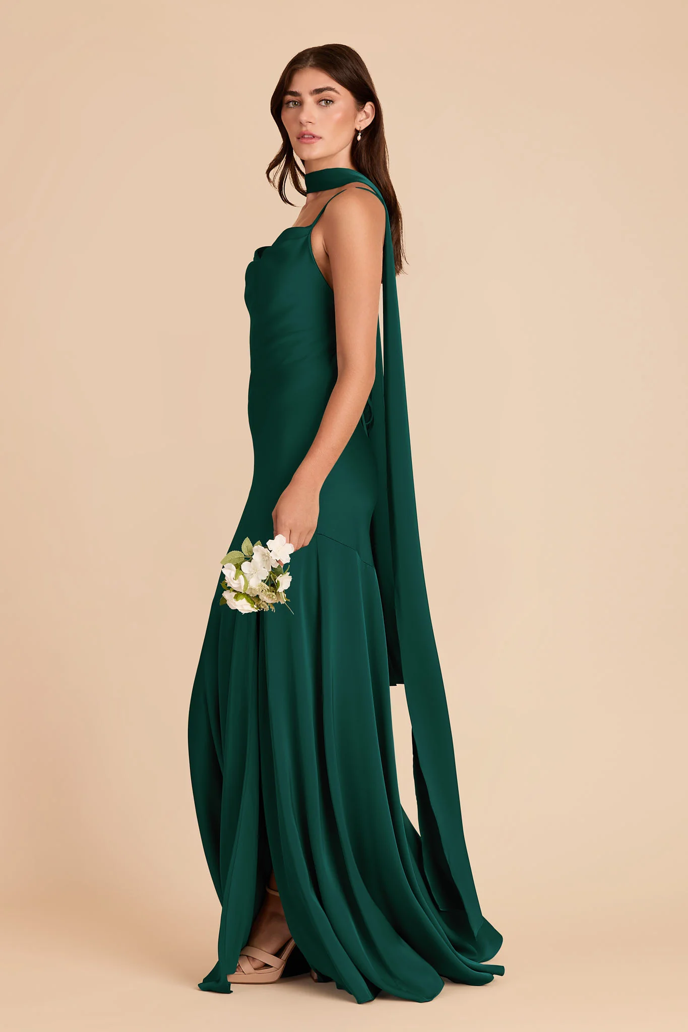 Valerie Matte Satin Scarf - Emerald - Image 6