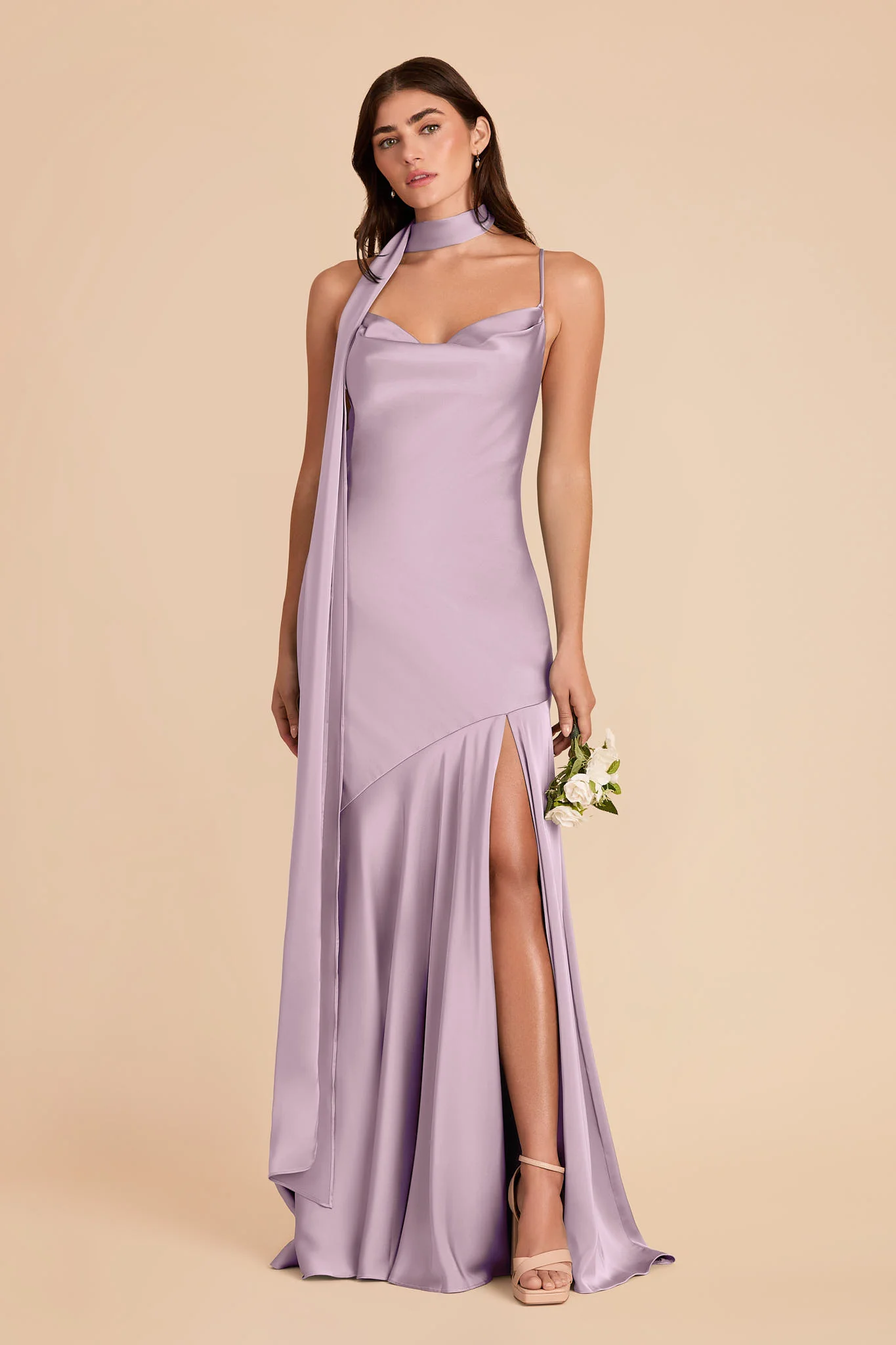 Valerie Matte Satin Scarf - Lavender - Image 4