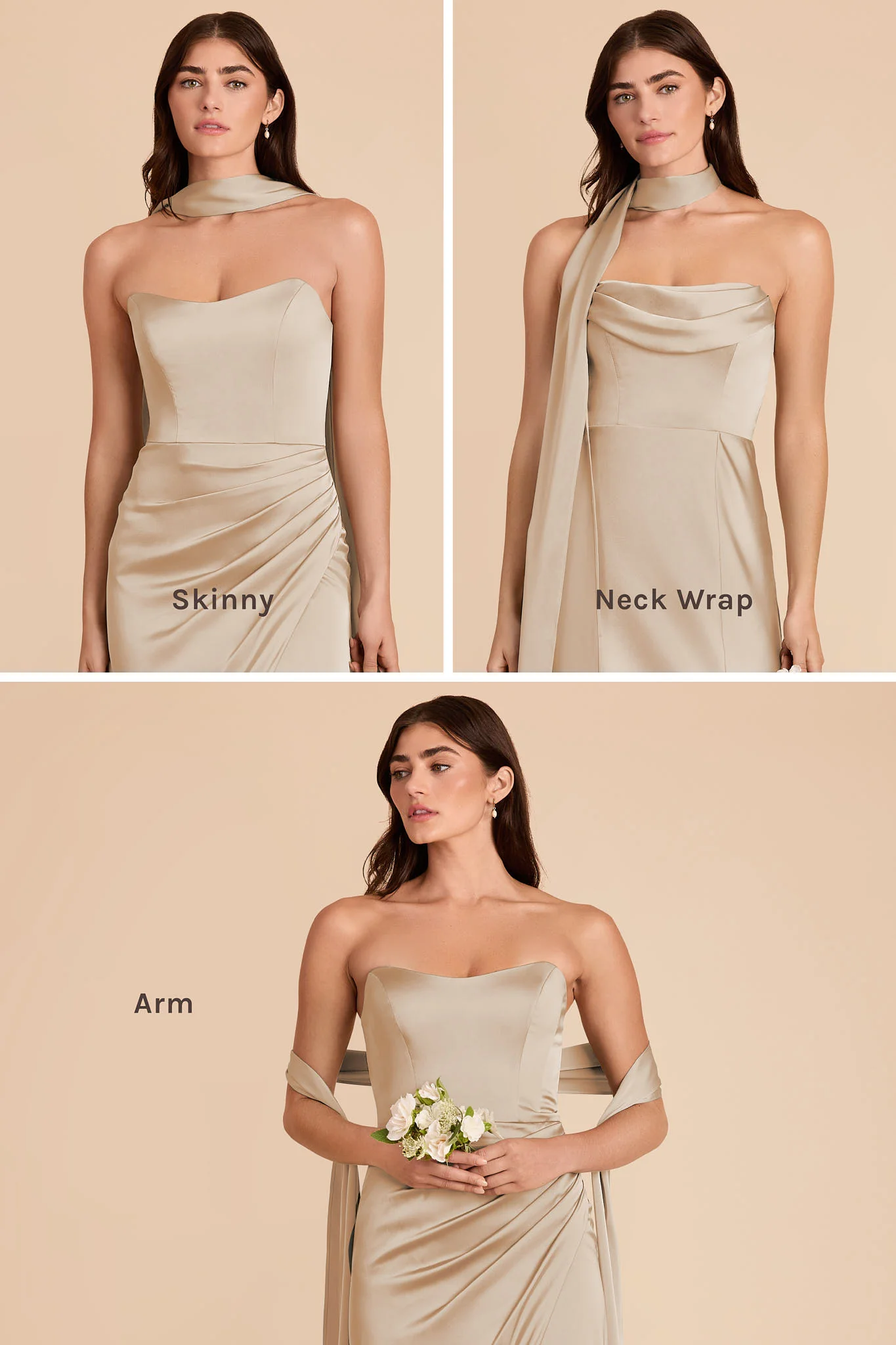 Valerie Matte Satin Scarf - Neutral Champagne - Image 3