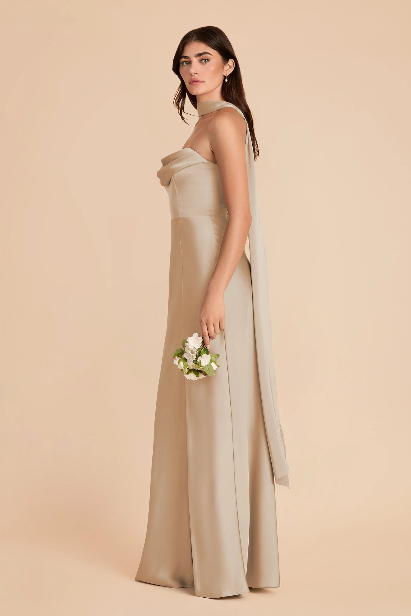 Valerie Matte Satin Scarf - Neutral Champagne - Image 4
