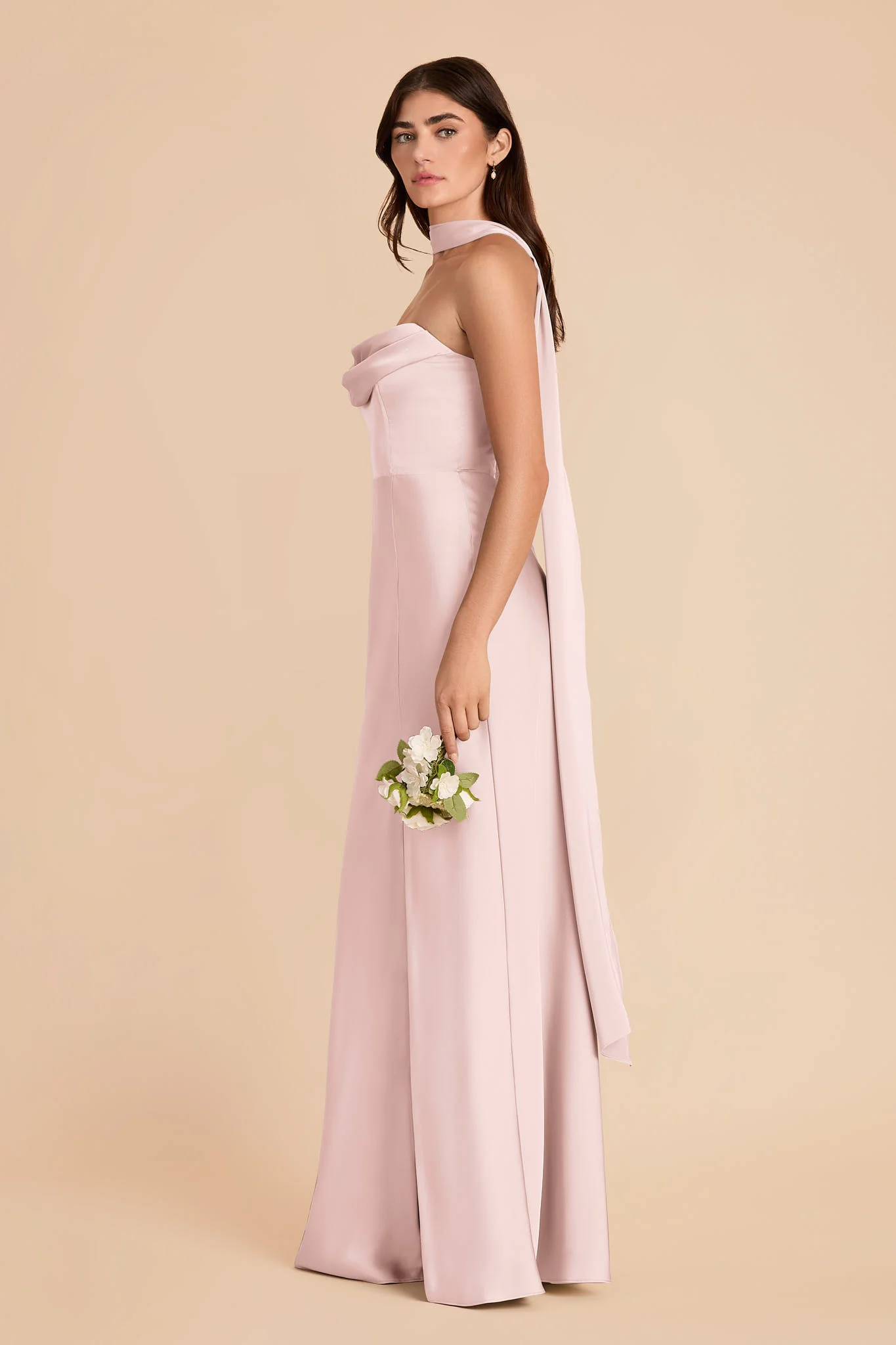 Valerie Matte Satin Scarf - Pale Blush - Image 2