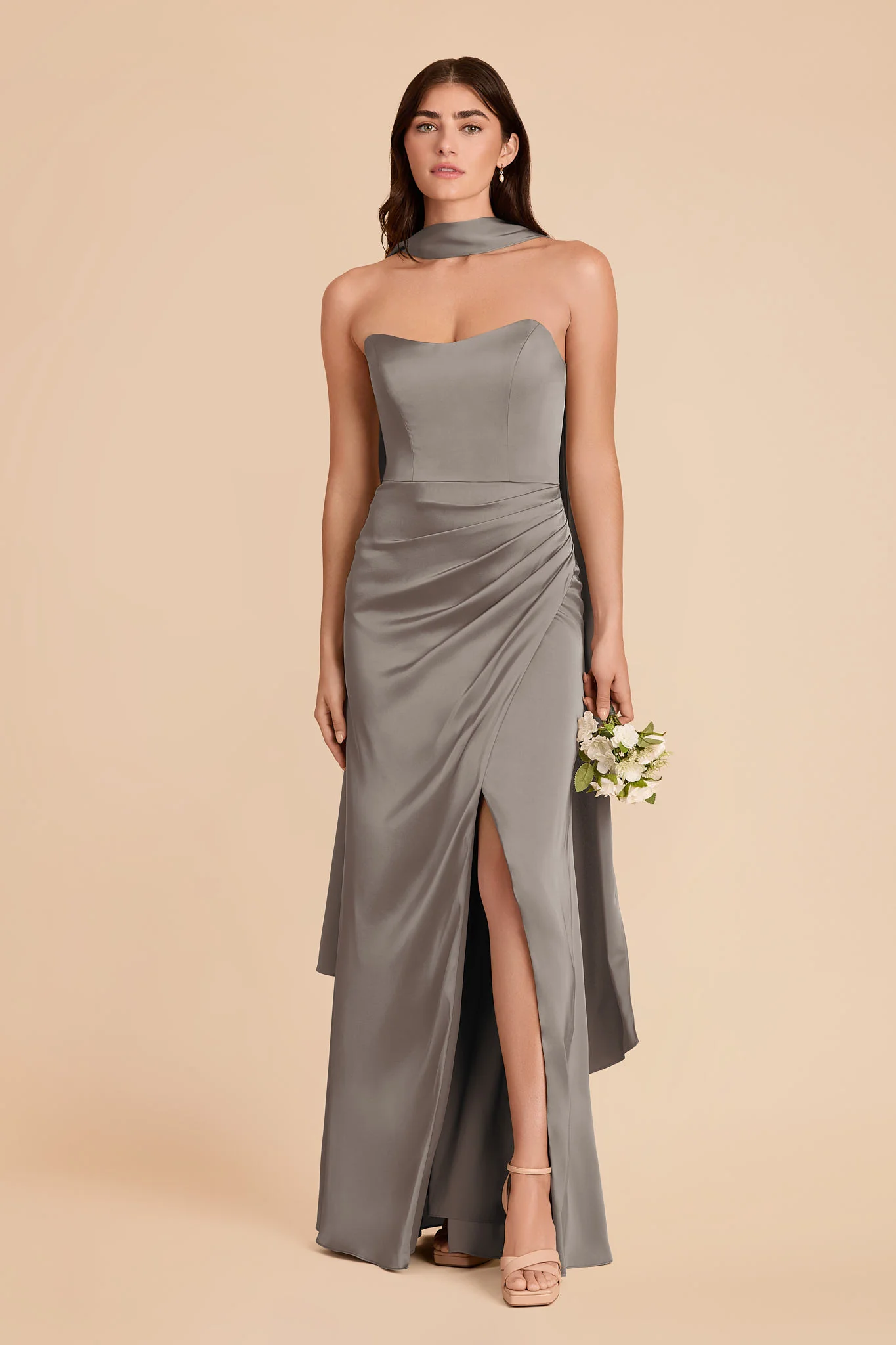 Valerie Matte Satin Scarf - Quartz