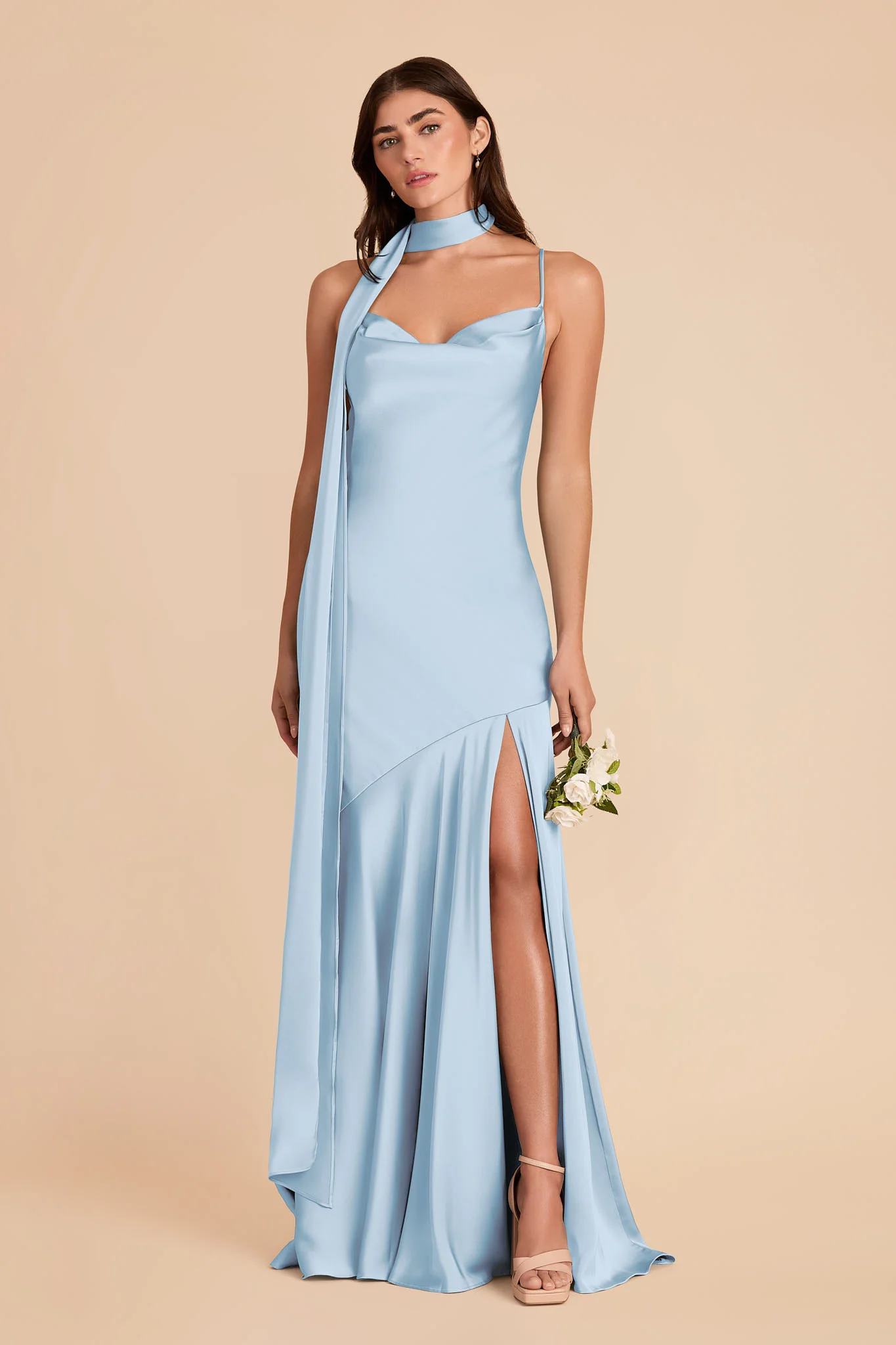 Valerie Matte Satin Scarf - Sky Blue - Image 4