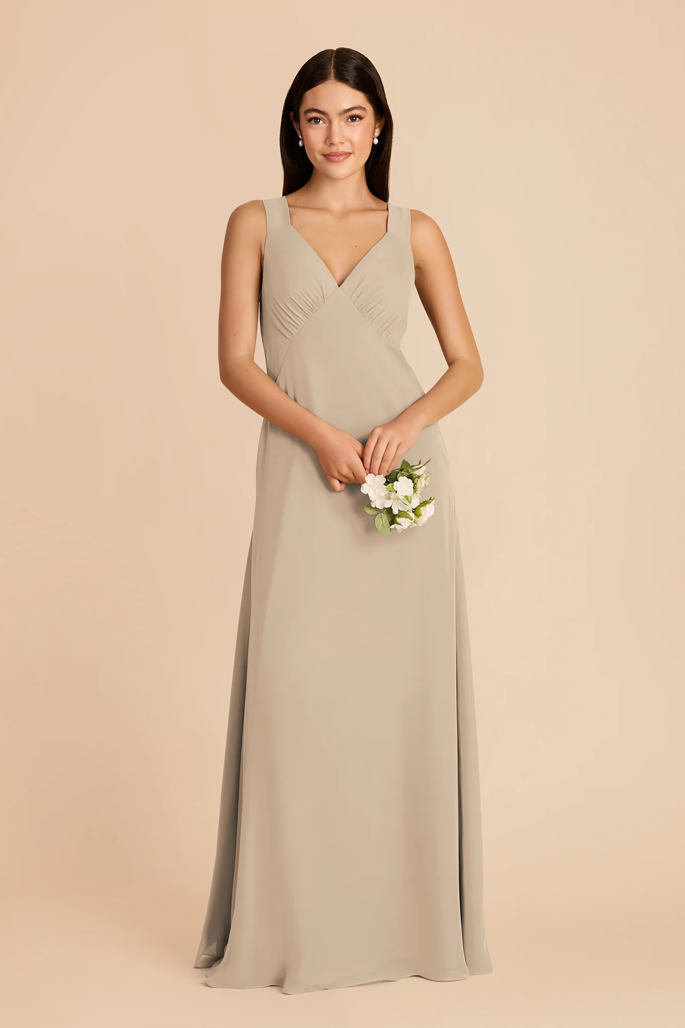 Veronica Chiffon Dress - Almond - Image 3