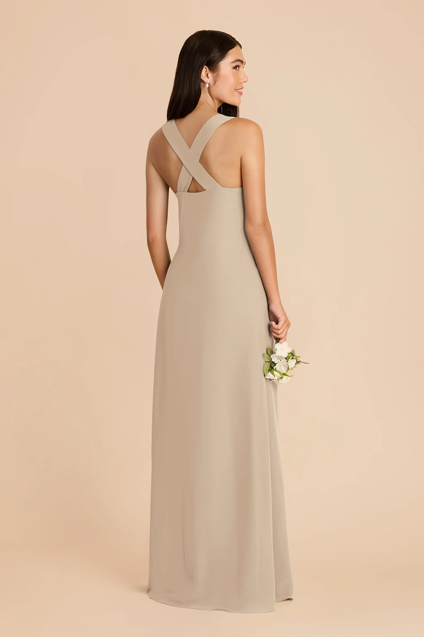 Veronica Chiffon Dress - Almond - Image 4