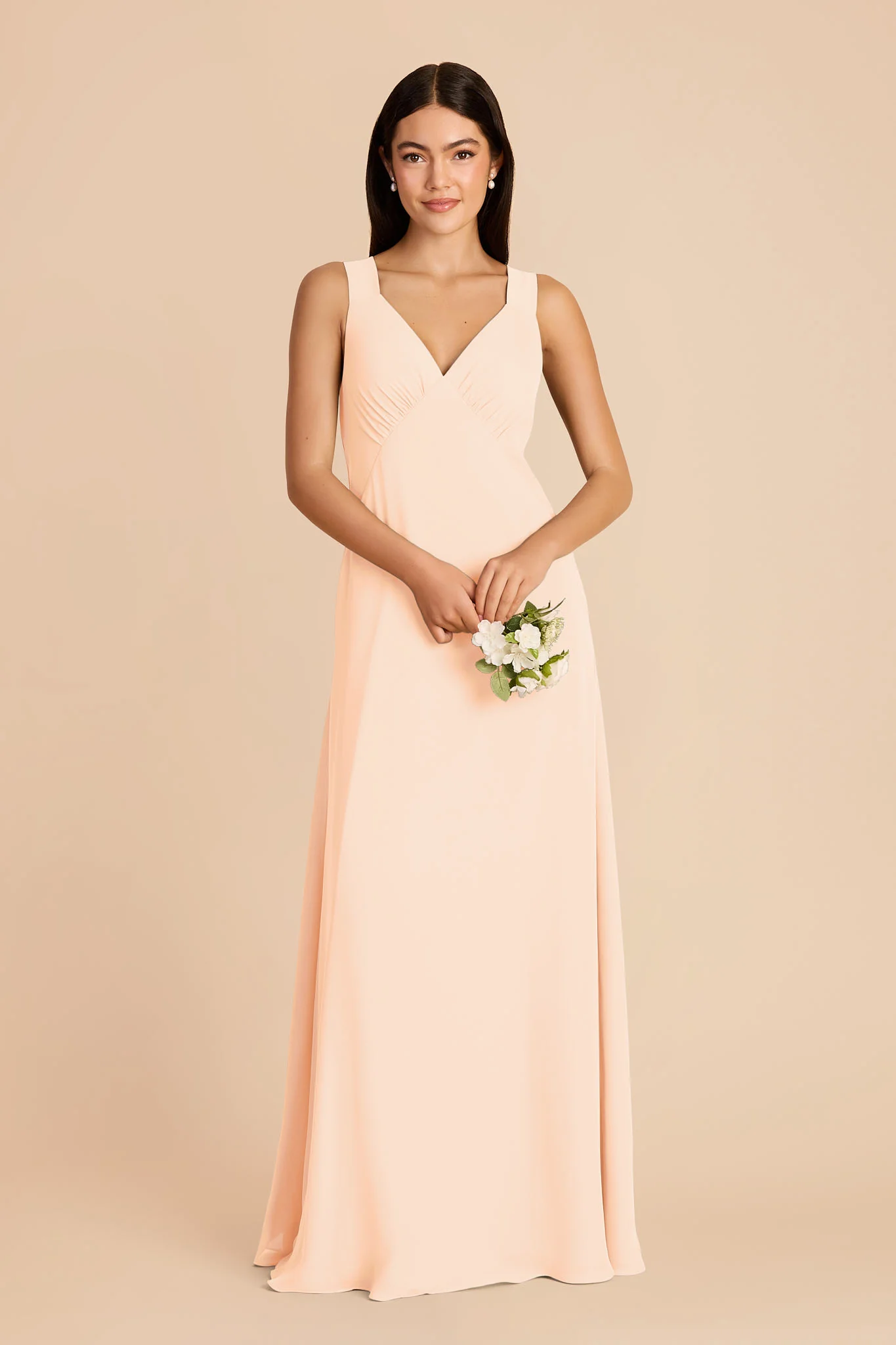 Veronica Chiffon Dress - Peach Cream - Image 3
