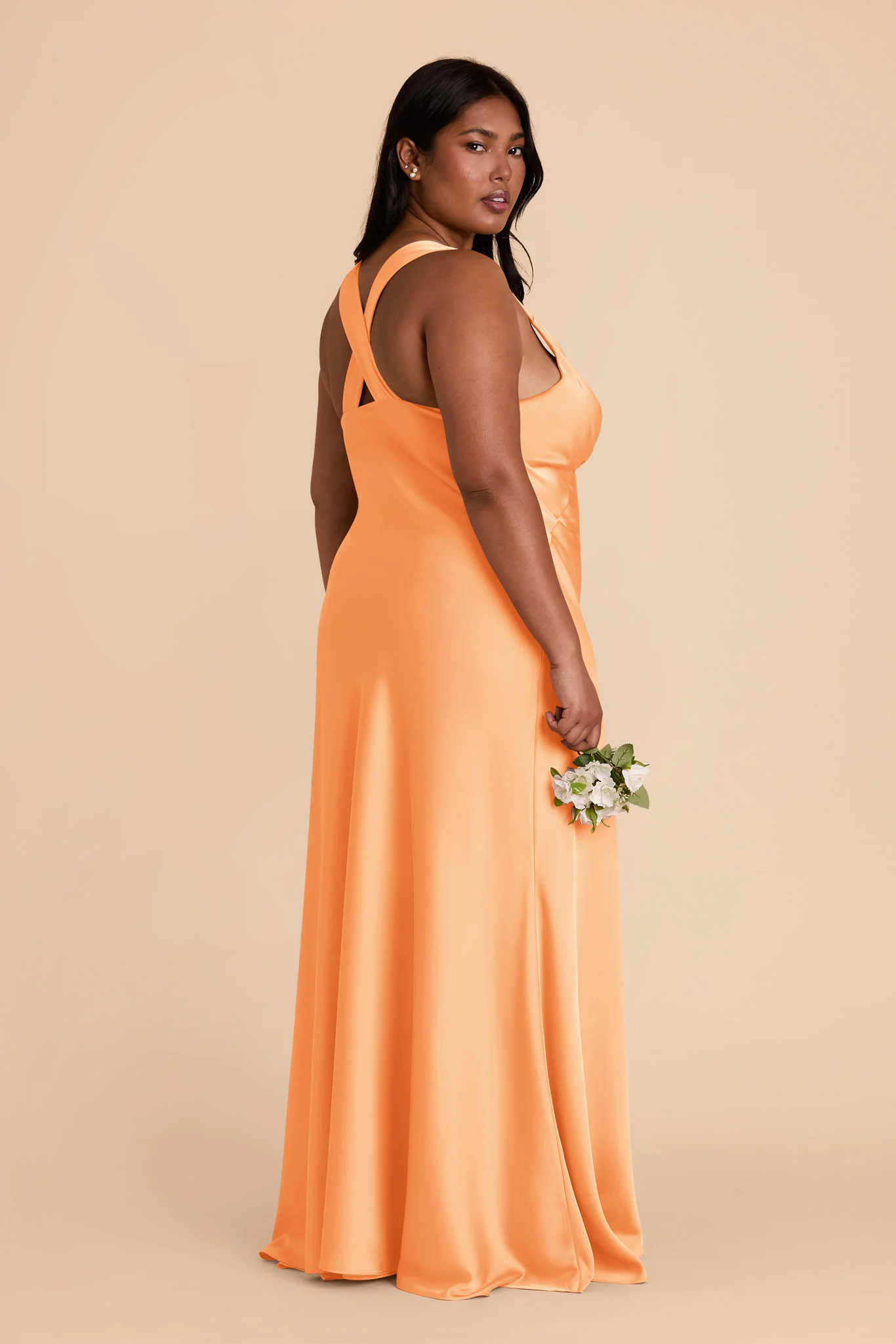 Veronica Matte Satin Dress - Apricot - Image 10