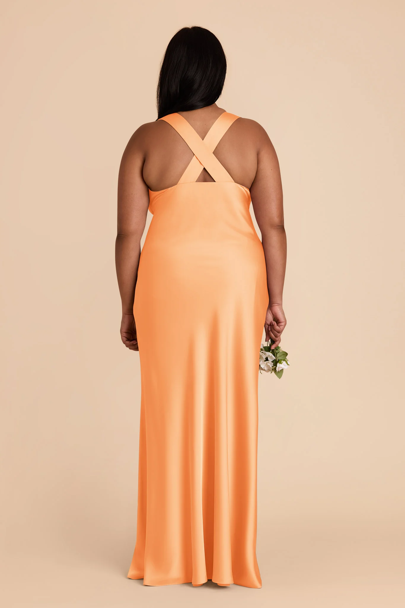 Veronica Matte Satin Dress - Apricot - Image 11