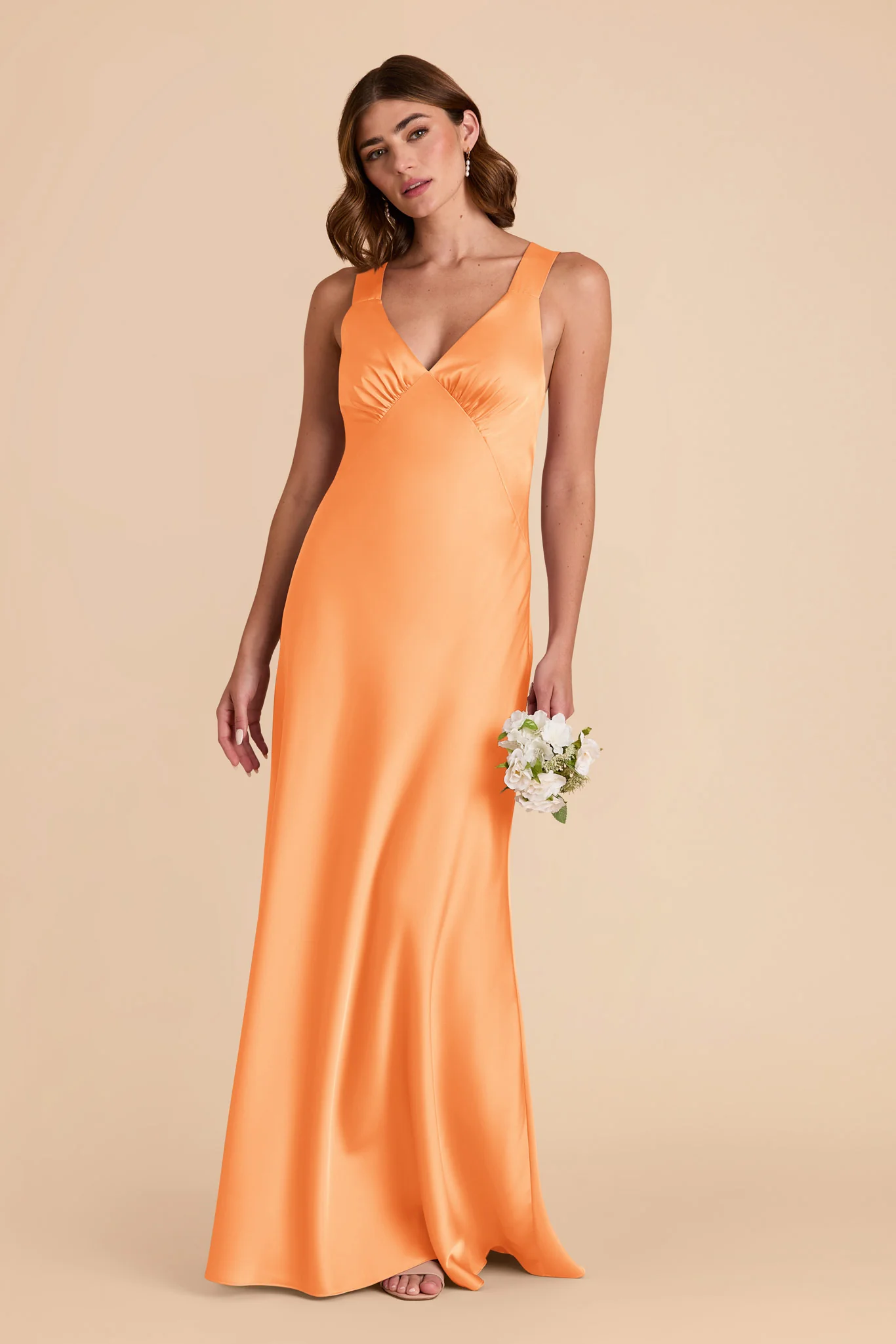 Veronica Matte Satin Dress - Apricot - Image 4